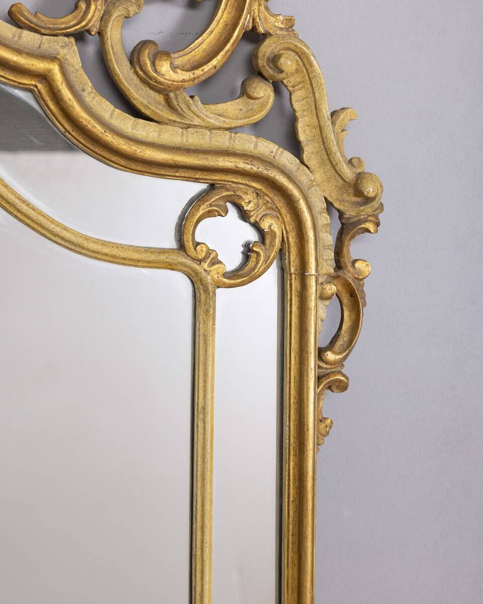 Home Decor Early 20th Century Gilded Wood Baroque Style Wall Mirror photo