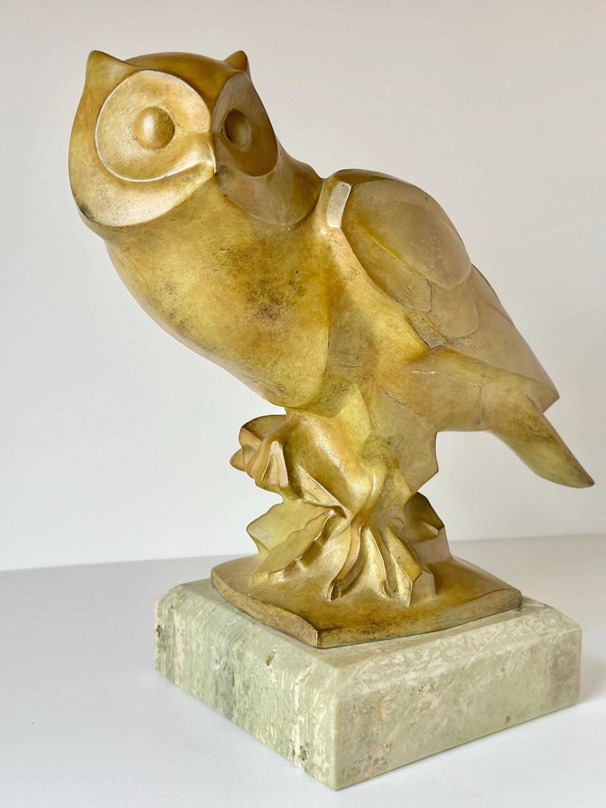 British Sculptor Philip Nathan Frss B 1941 Art Deco Style Bronze Owl On Marble Base Circa 1980