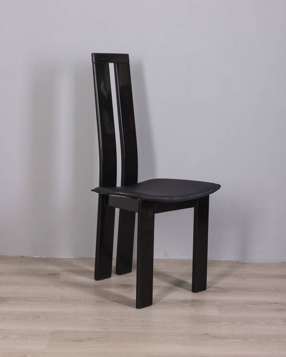 Set Of 4 Vintage Wood And Leather Chairs From The 1970s photo vinterior