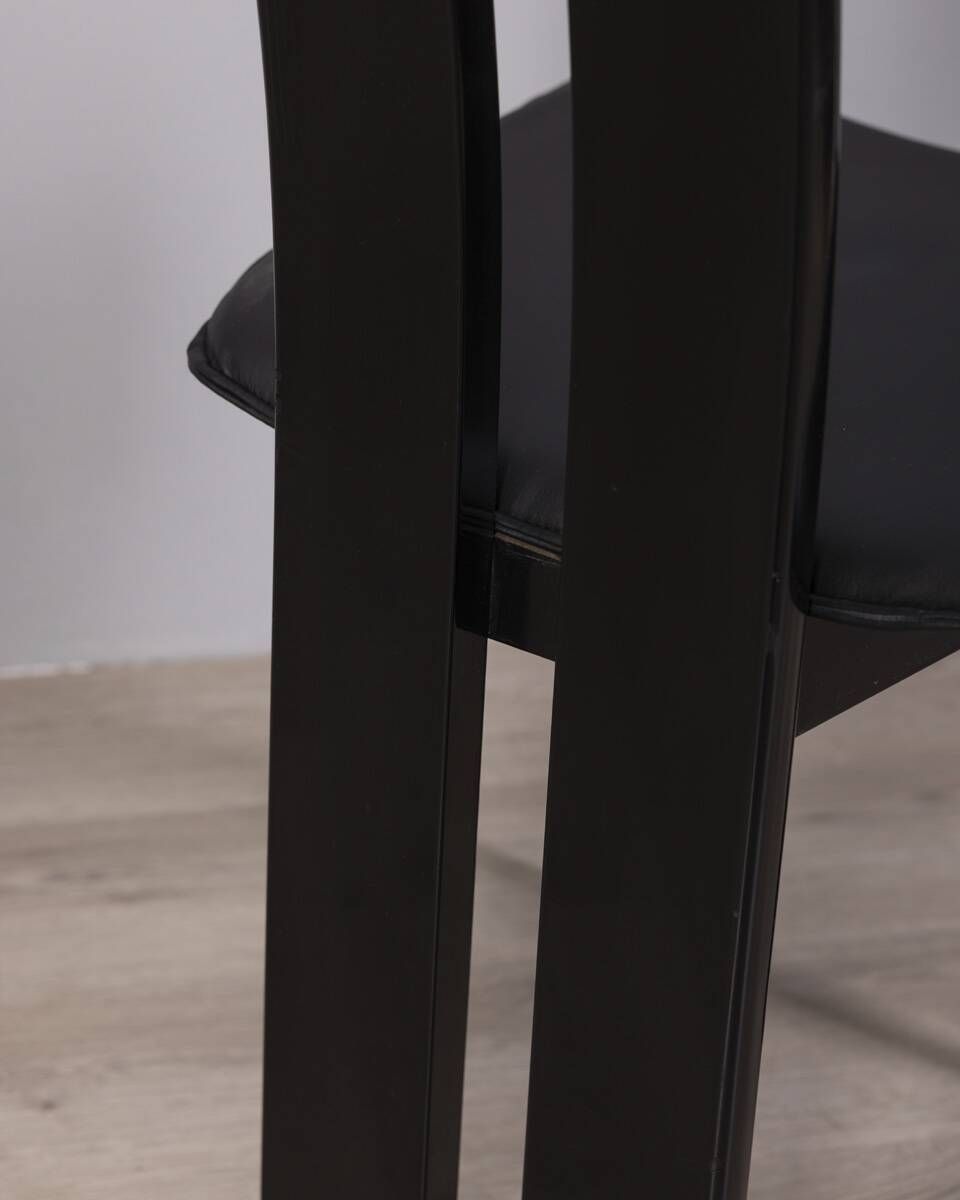 photo for sale Set Of 4 Vintage Wood And Leather Chairs From The 1970s
