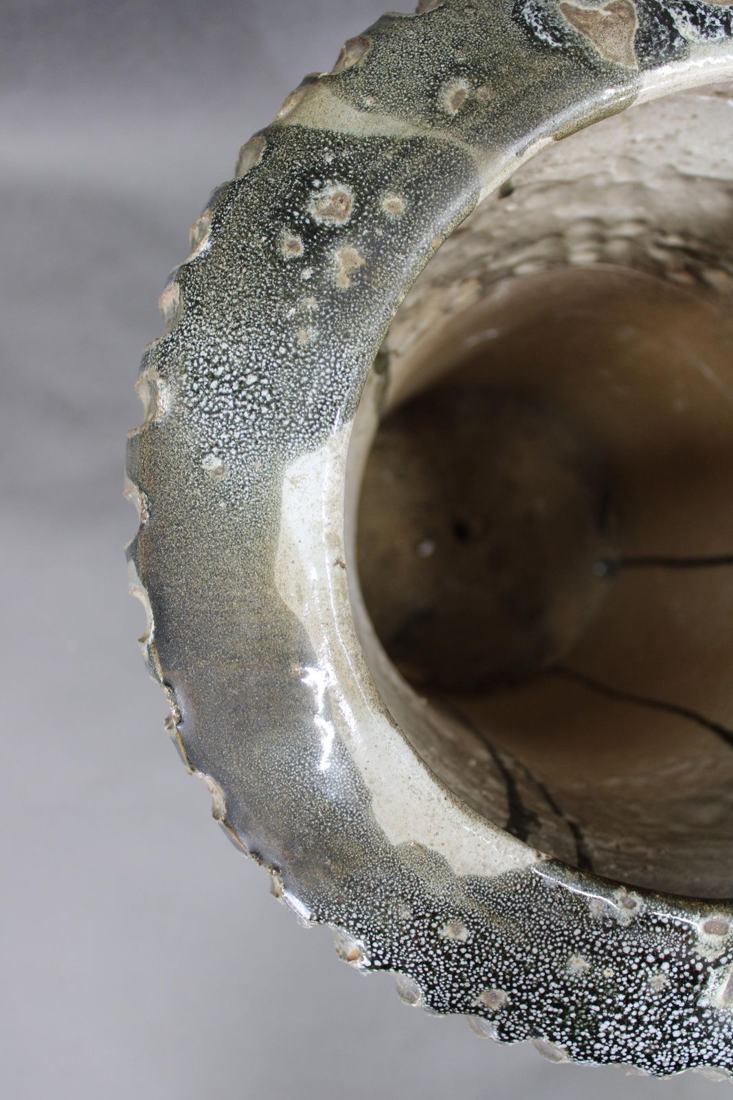 photo furniture 1970s Czechoslovak Brutalist Ceramic Vase, Large Textured Mid Century Pottery