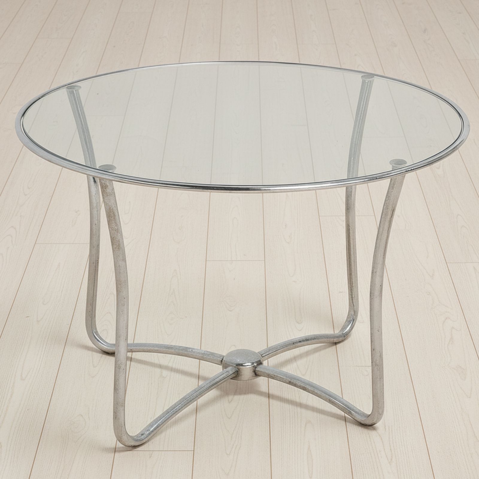 Bauhaus Round Glass Coffee Table, Czechoslovakia, 1930s–1940s