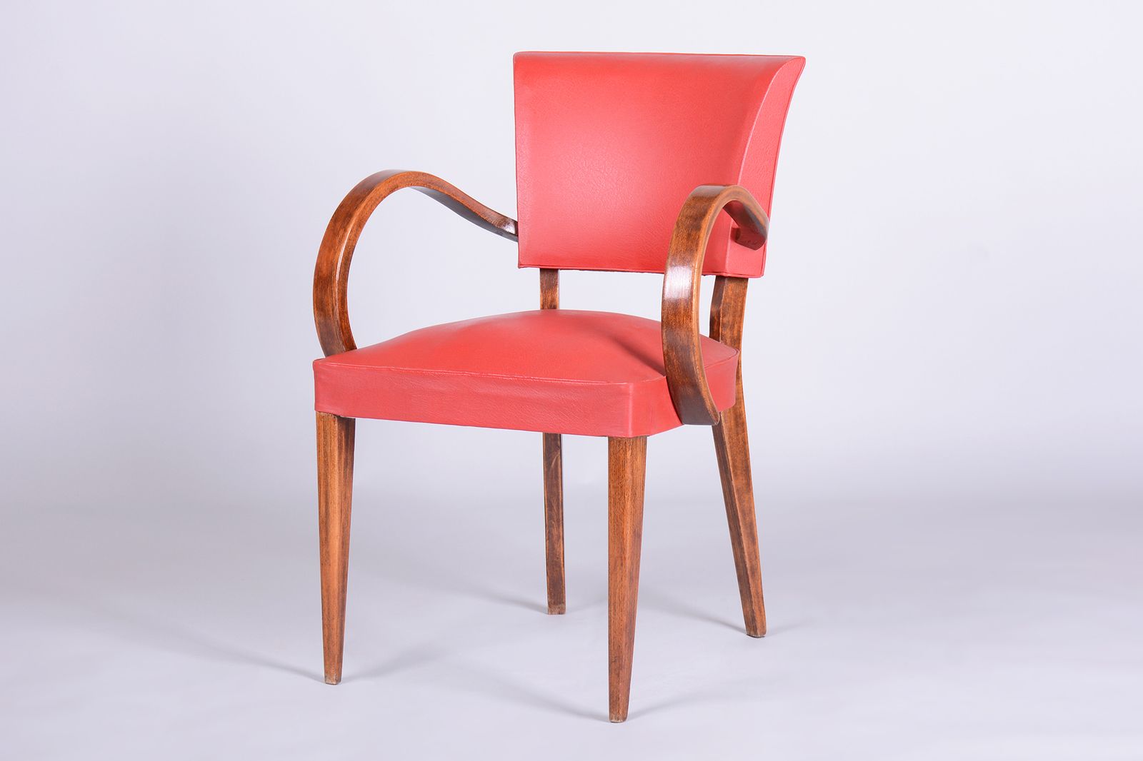 Restored Art Deco Armchair, By Jules Leleu, Beech, Revived Polish, France, 1930s