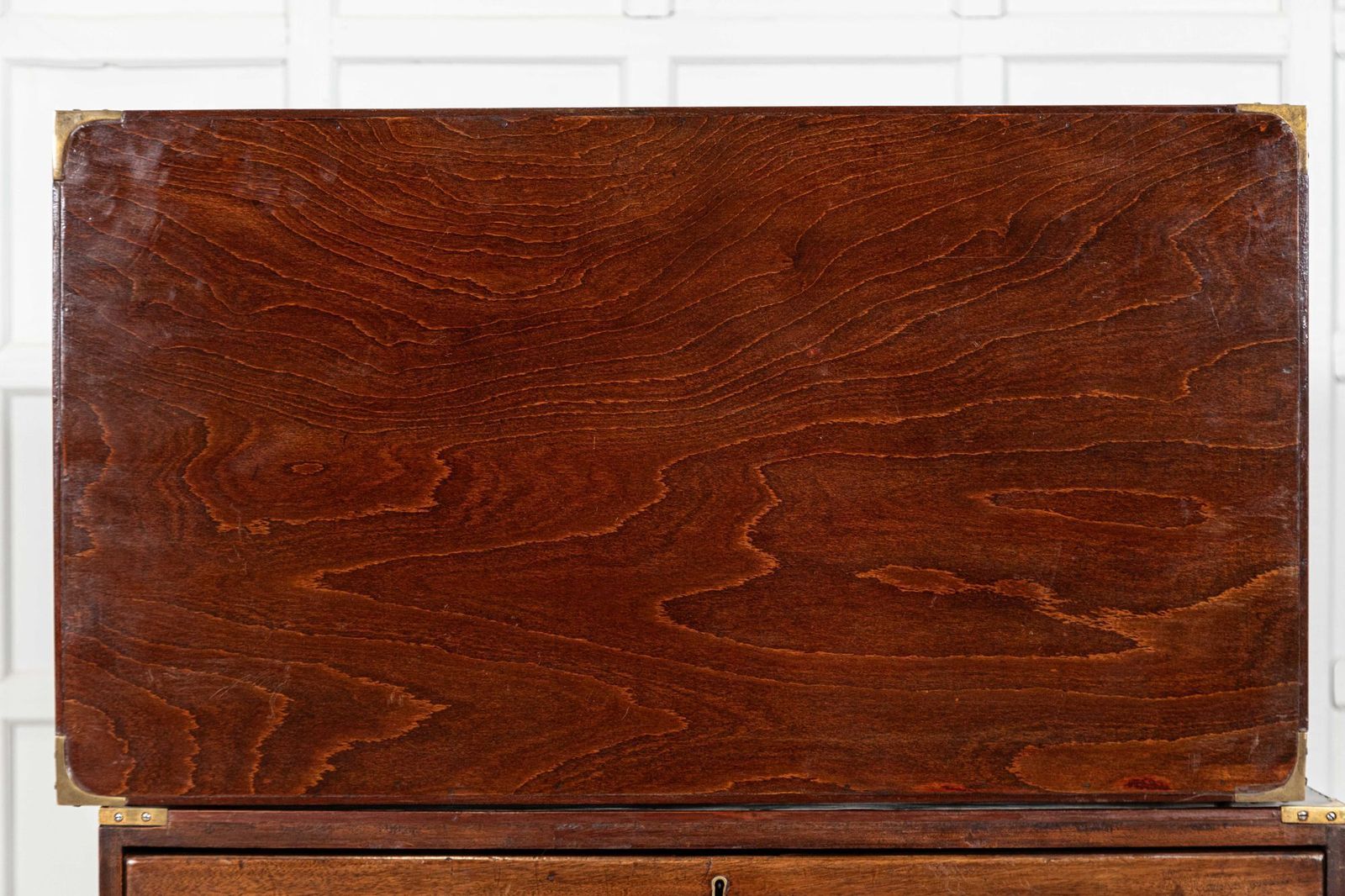 photo vintage English 19thc Mahogany Campaign Chest