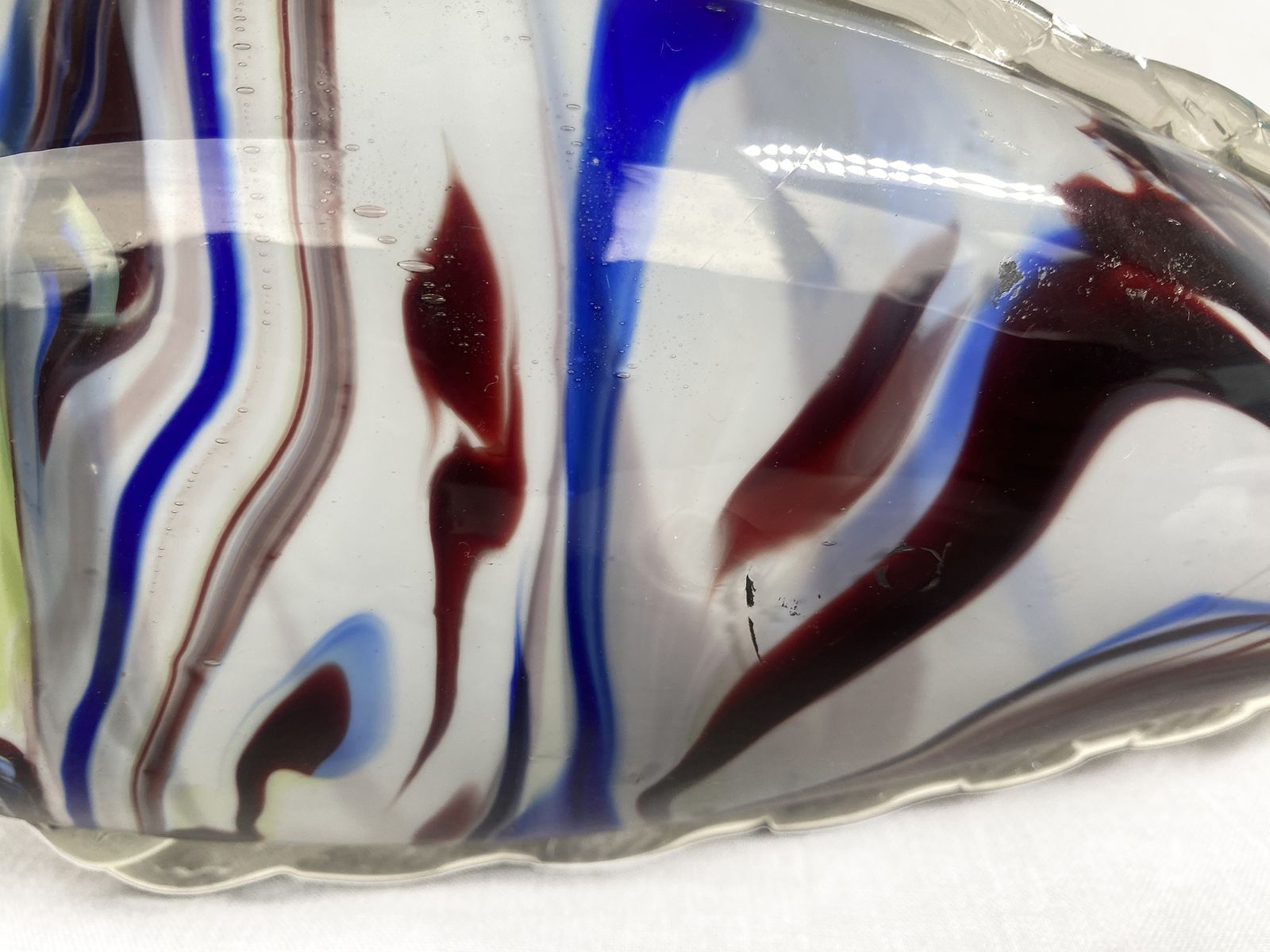 Large 33cm Vintage Murano Glass Fish Sculpture | Unusual Burgundy, Blue & Green Sommerso photo Art