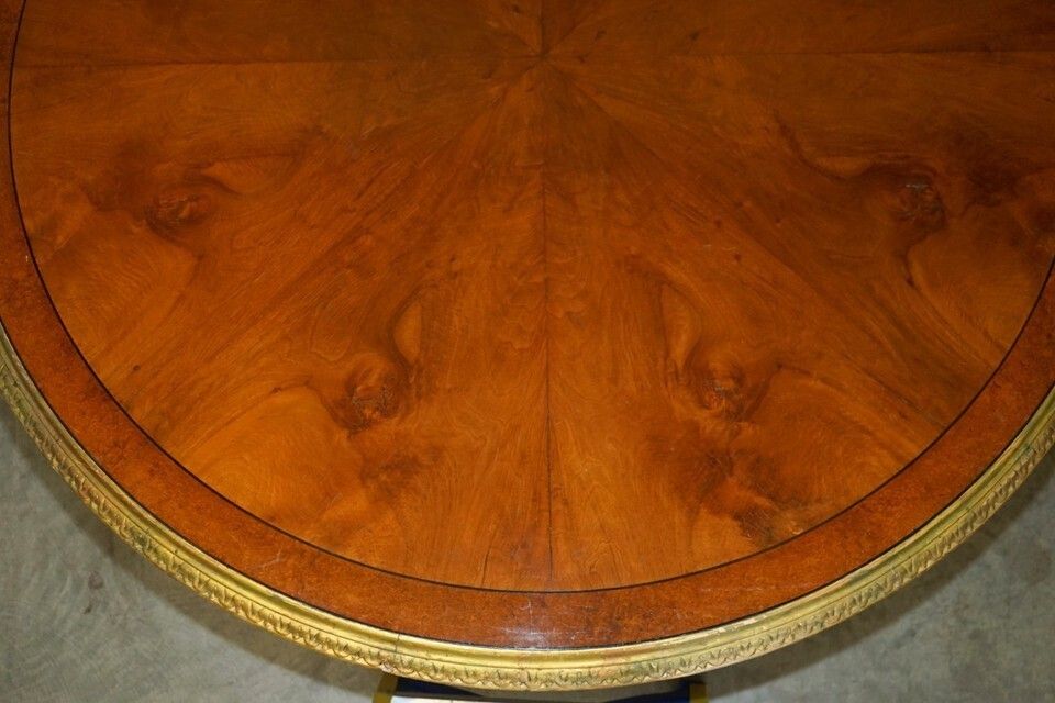Important Continental Walnut Amboyna Giltwood Dining Or Extra Large Centre Table photo vintage