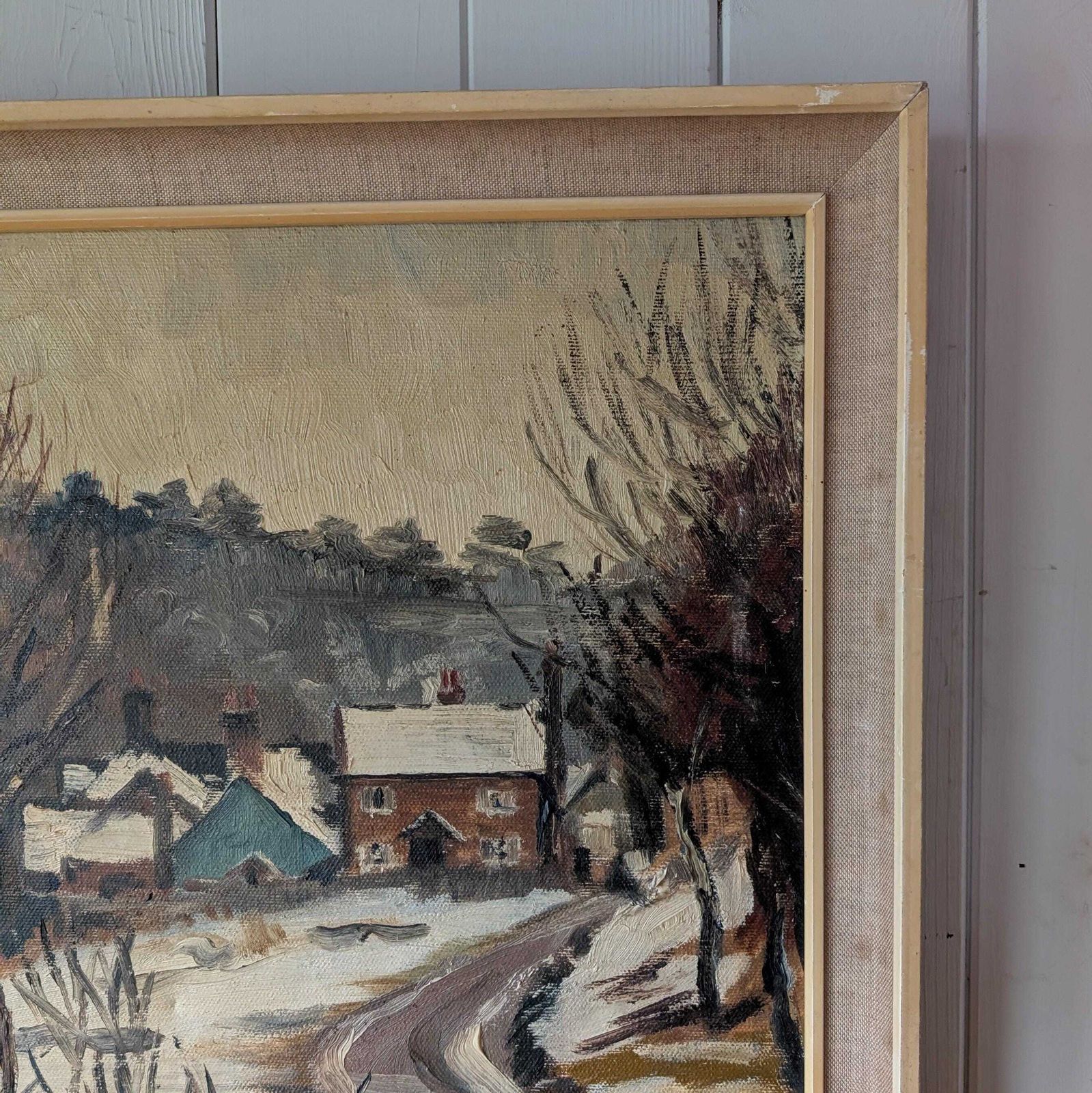 1970s Oil Painting "The First Snow" photo 165.0