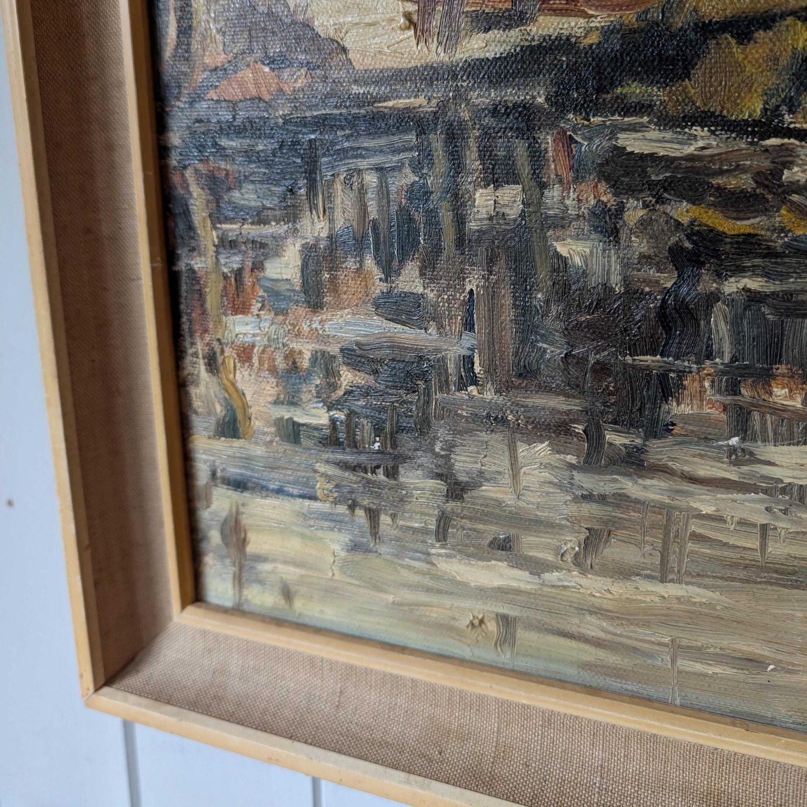 photo furniture 1970s Oil Painting "The First Snow"