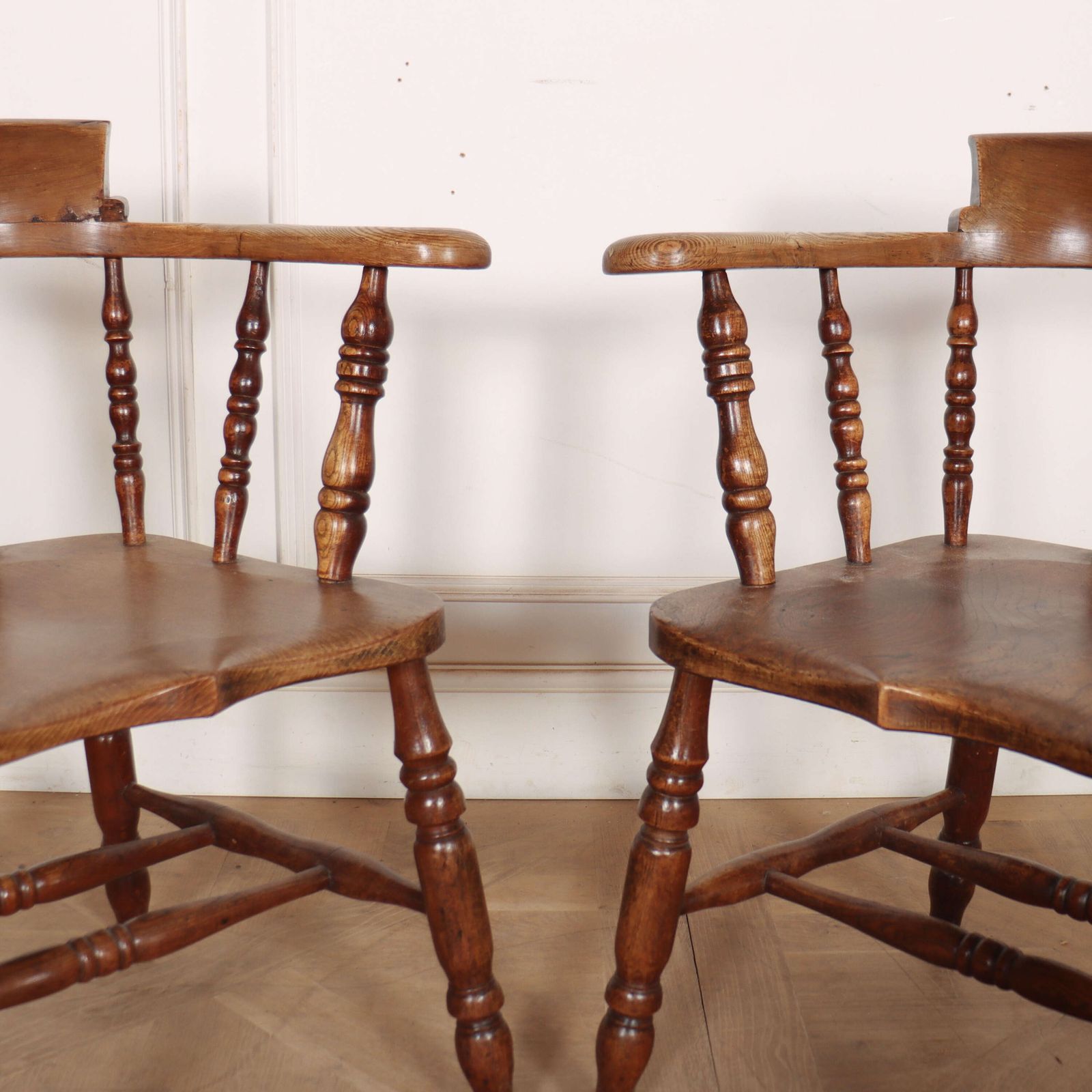 Pair Of English Smokers Bow Arm Chairs photo vinterior
