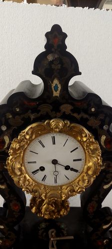 photo vintage Important Napoleon III Clock With Temple Inlaid Gilded Bronze 19th Century