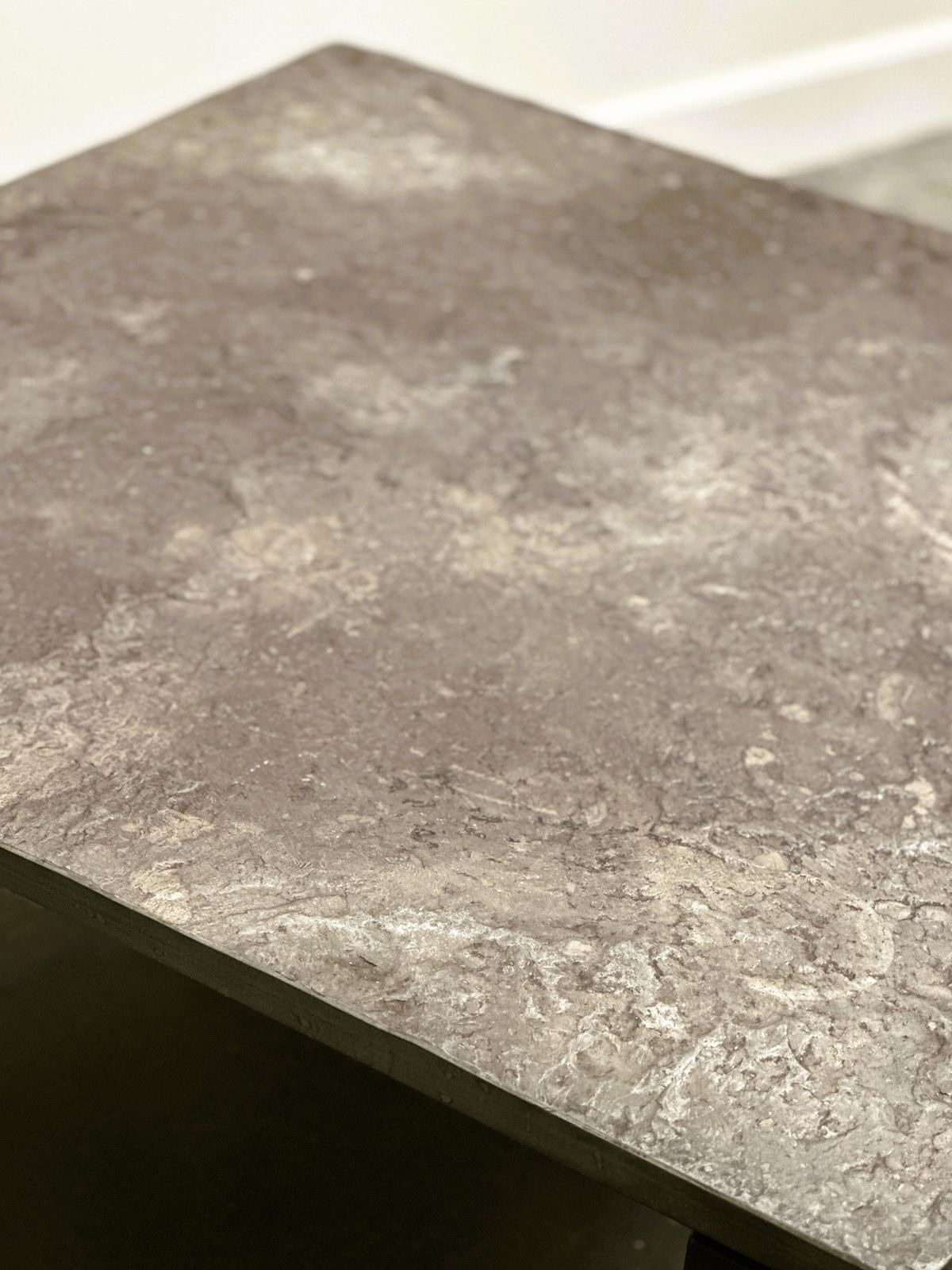 French 1970s Slate & Solid Oak Coffee Table — Textural Slate Slab, Sculptural Presence photo vinterior