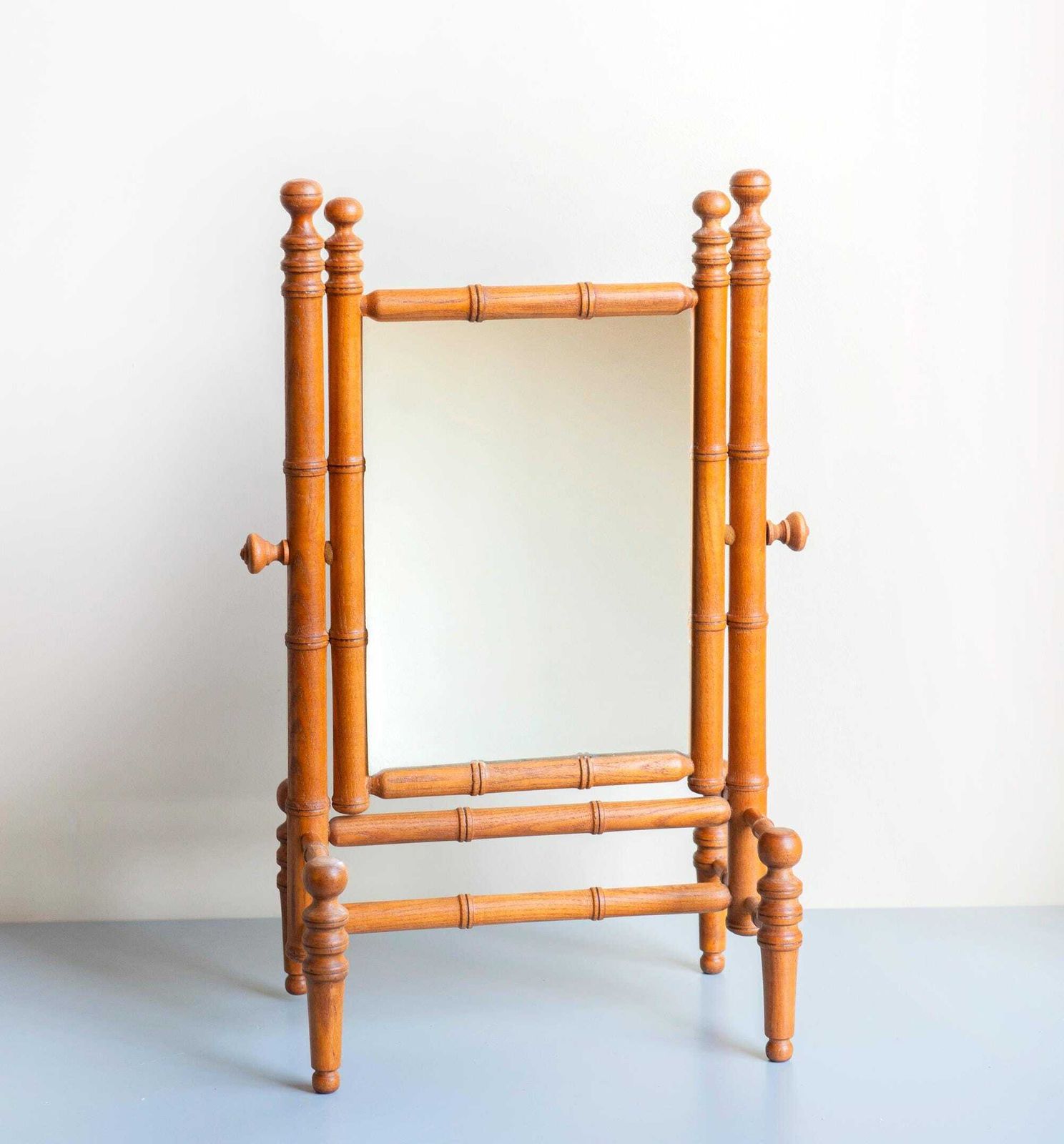 Miroir de table d'époque en faux bambou, cadre en chêne tourné, style victorien photo furniture