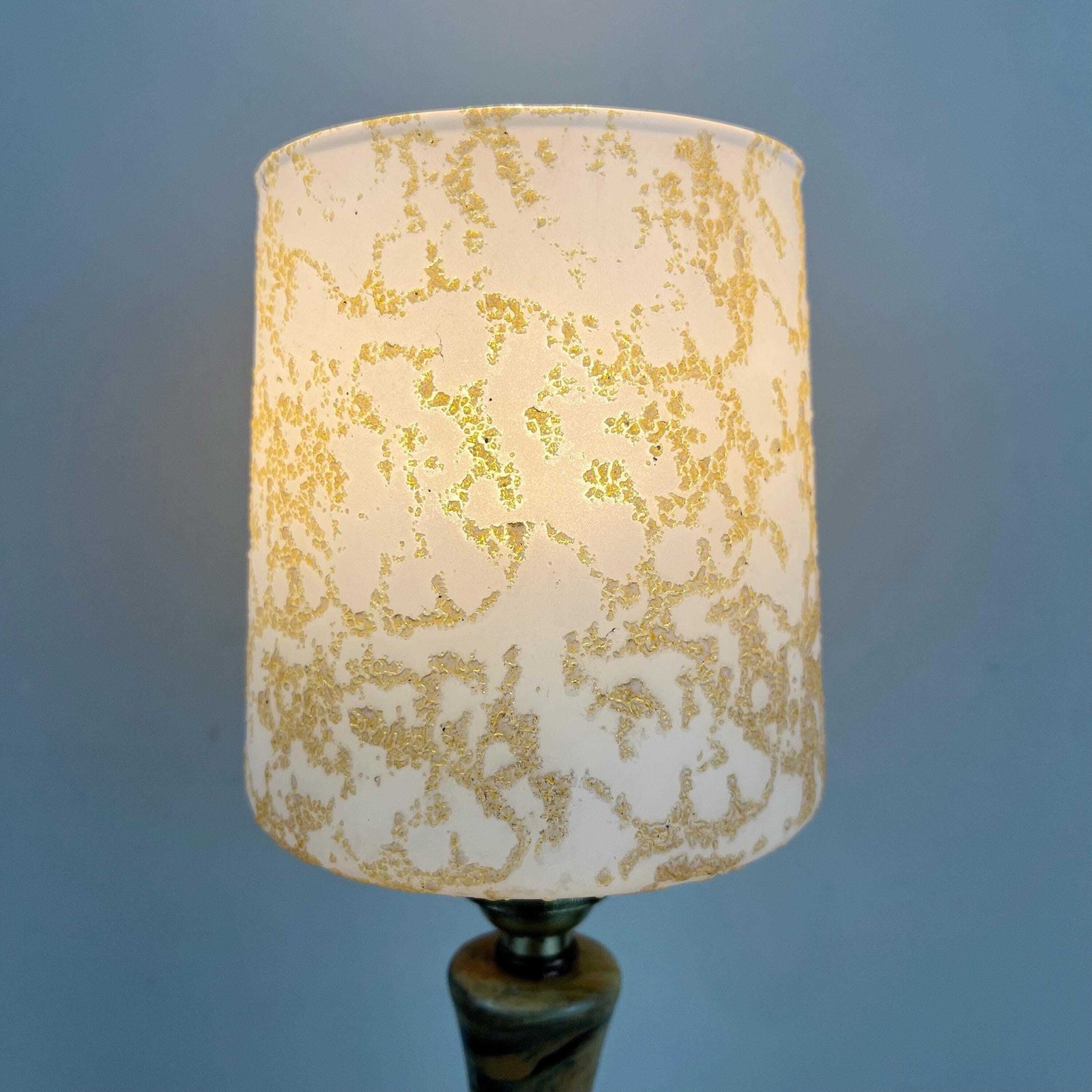 Art Deco Wood & Resin Lamp With Glass Shade. photo vinterior
