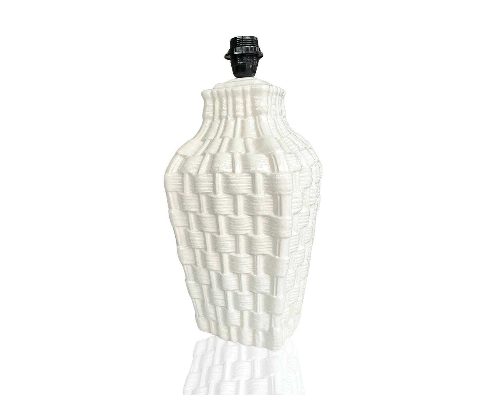 Spaanse Keramieken Lamp Wit | Vlechtwerk | Groot 1960