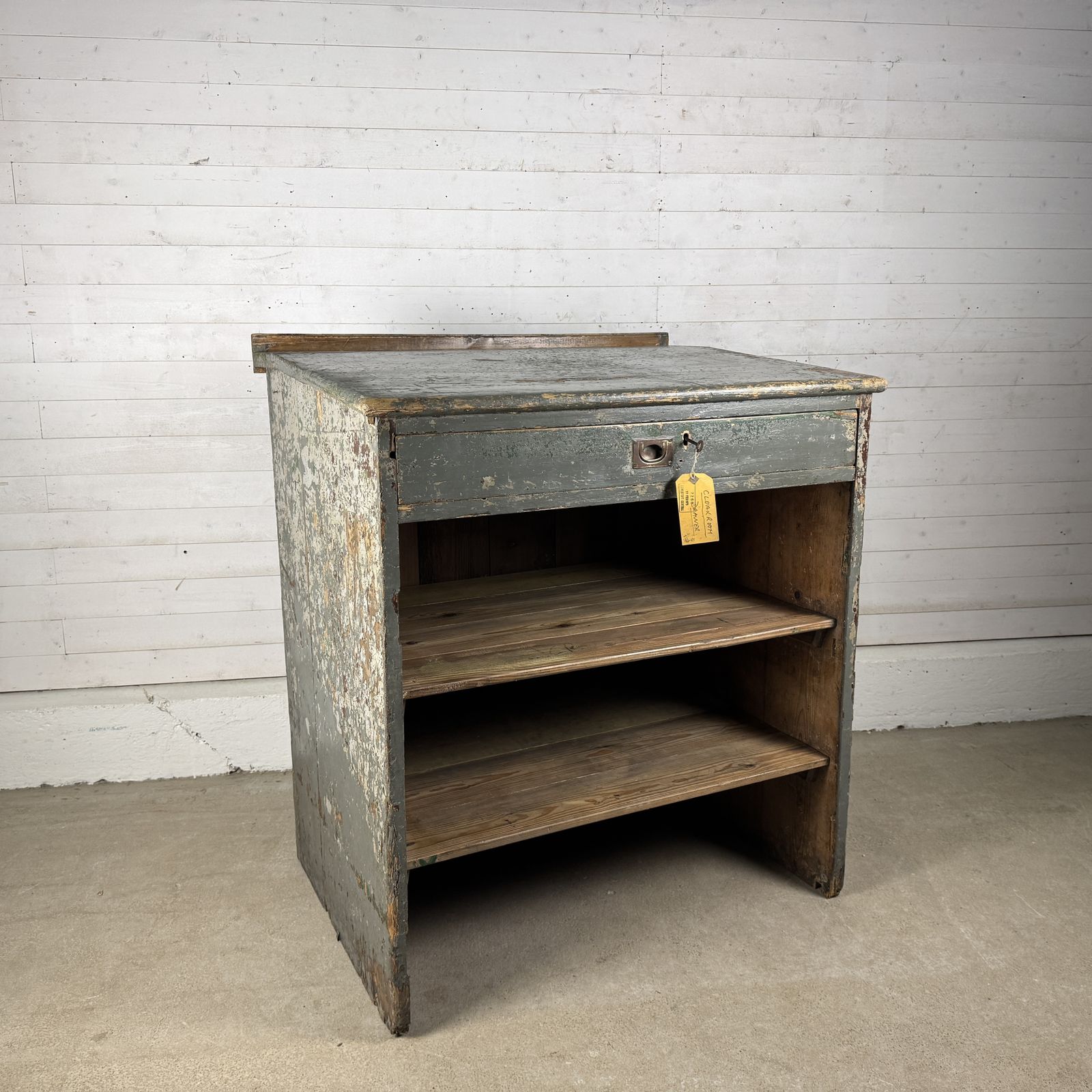 Antique Railway Station Ticket Office Sloped Top Counter Unit With Drawer photo Furniture