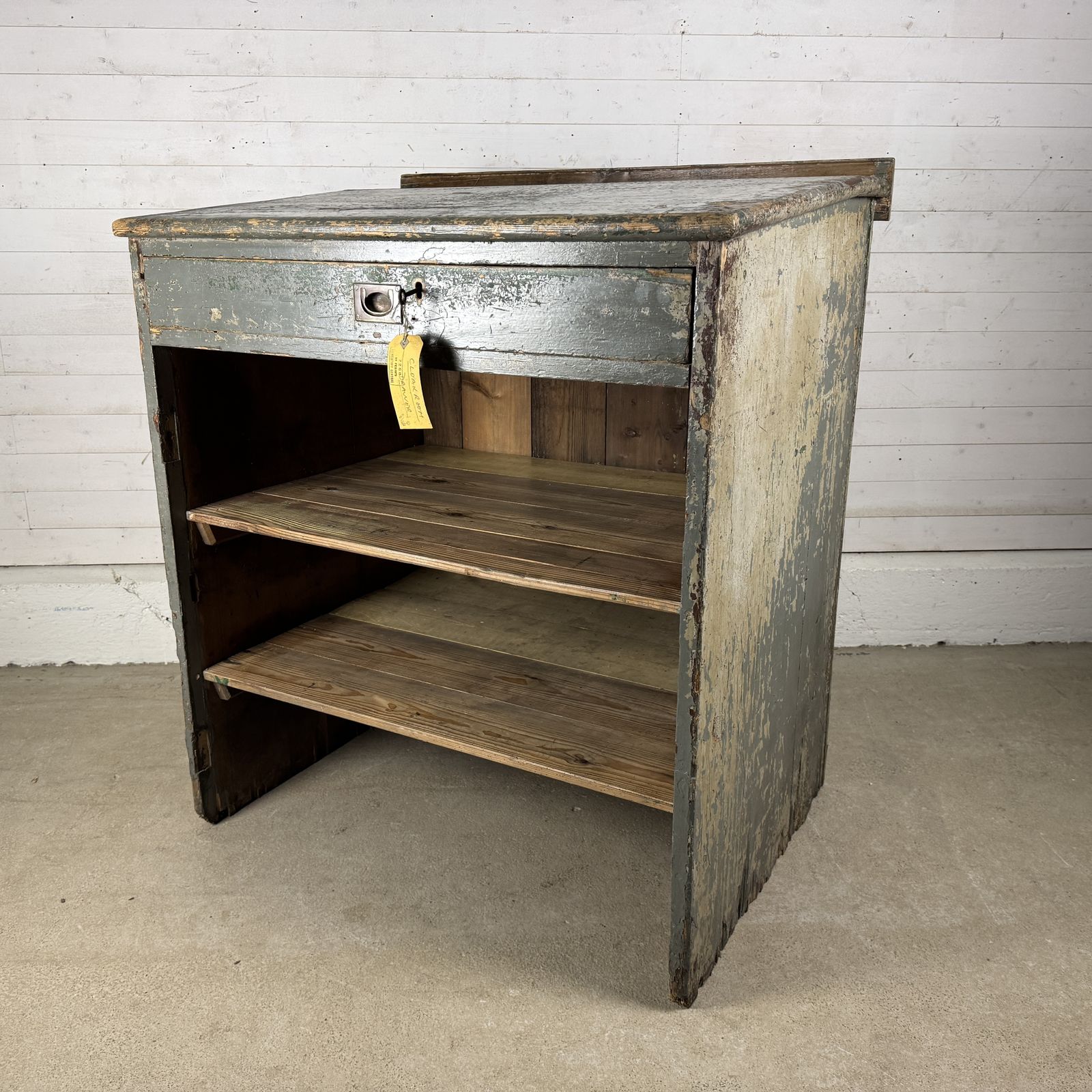 photo furniture Antique Railway Station Ticket Office Sloped Top Counter Unit With Drawer