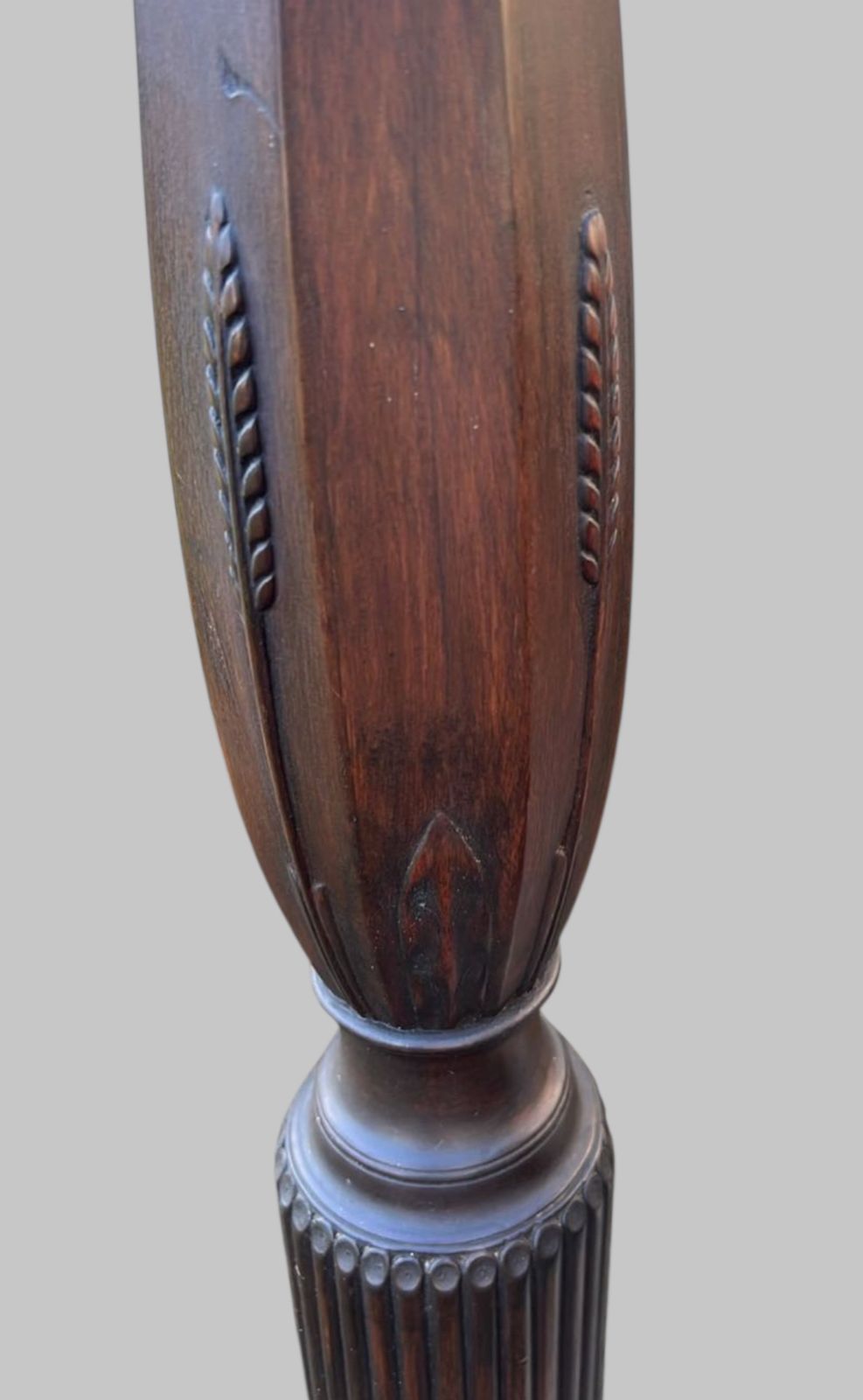 Late Victorian Mahogany Torchère With Carved Stem & Tripod Base (C.1880–1910) photo for sale