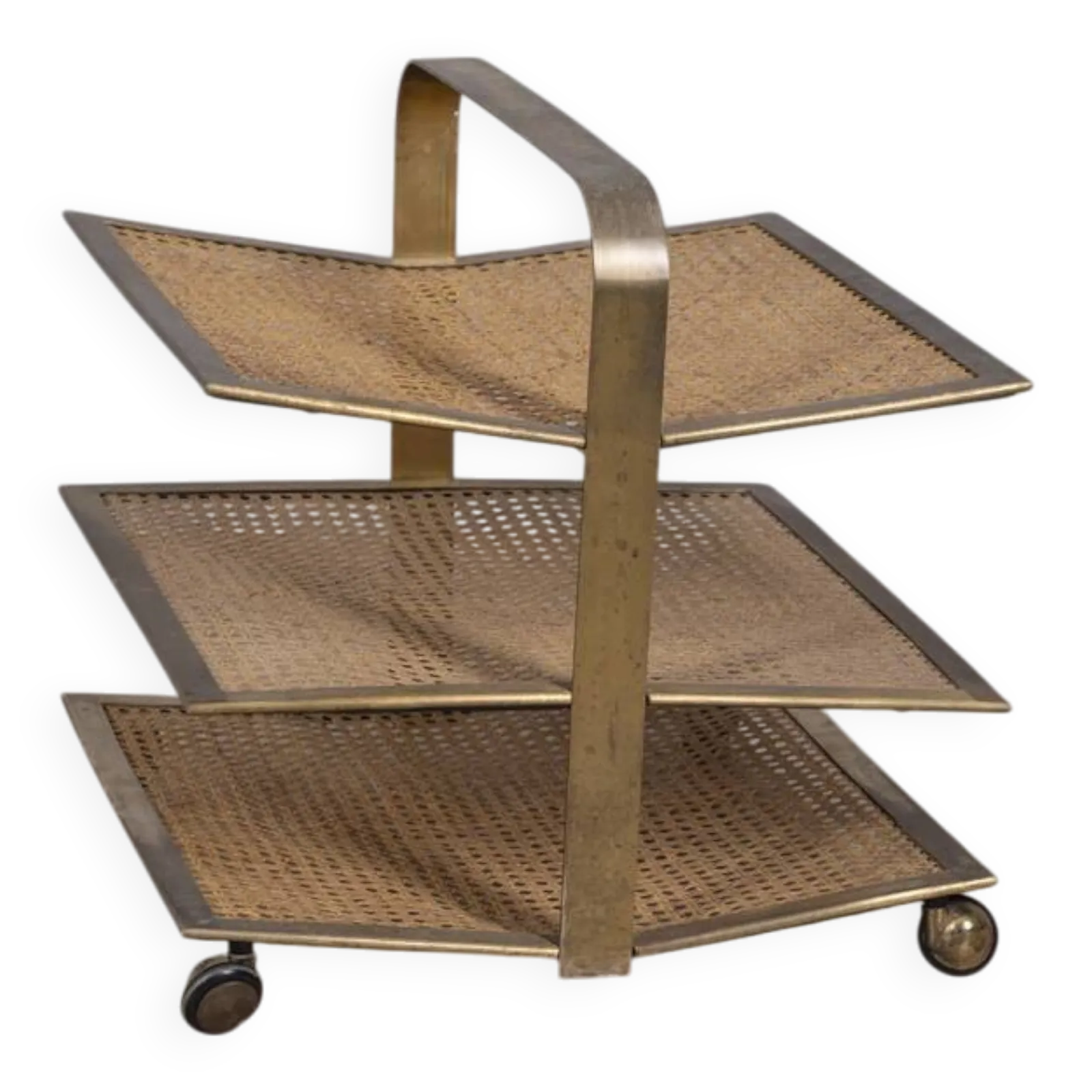 Vintage 1960s Magazine Rack In Brass And Vienna