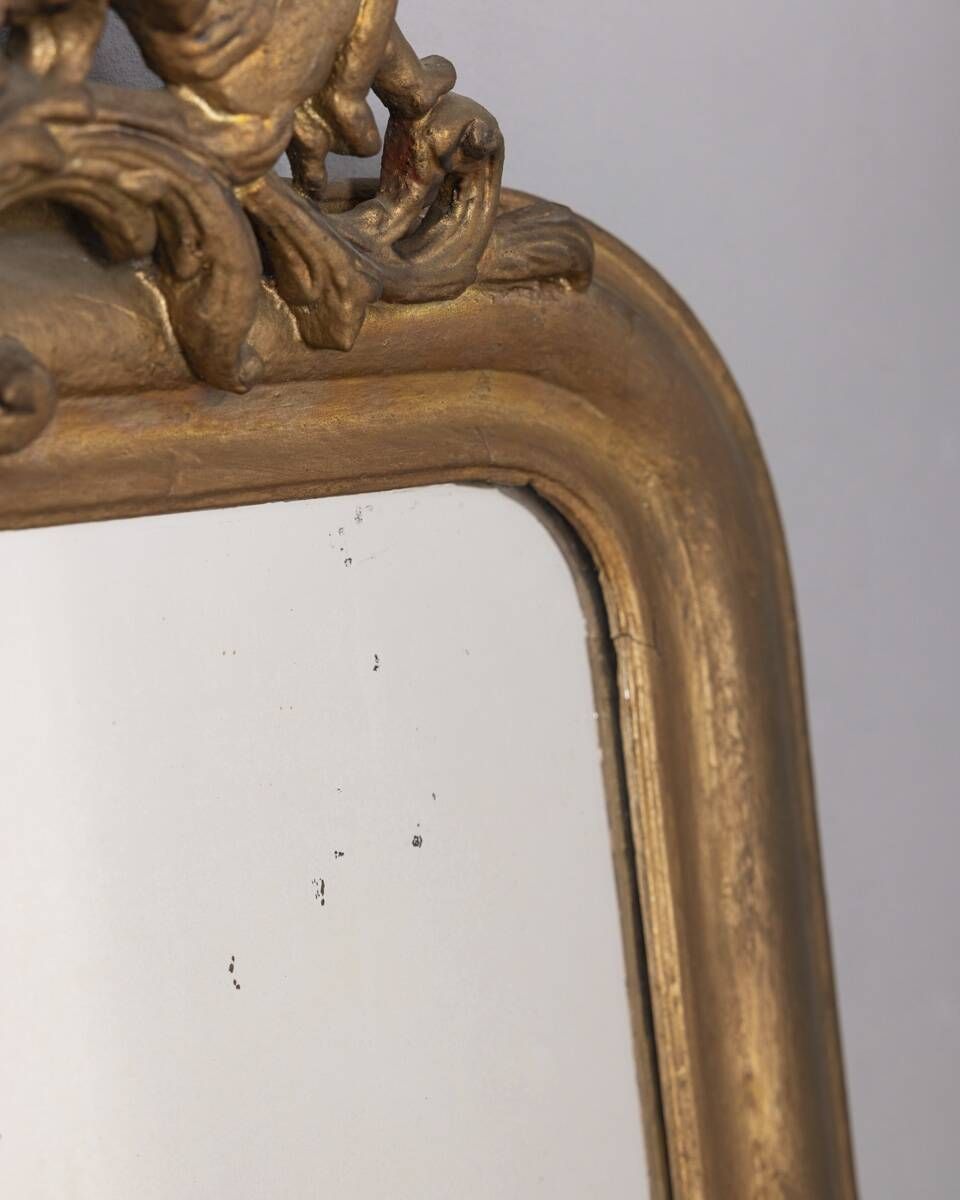 Early 20th Century Golden Wooden Wall Mirror Decorated In Baroque Style photo Home Decor