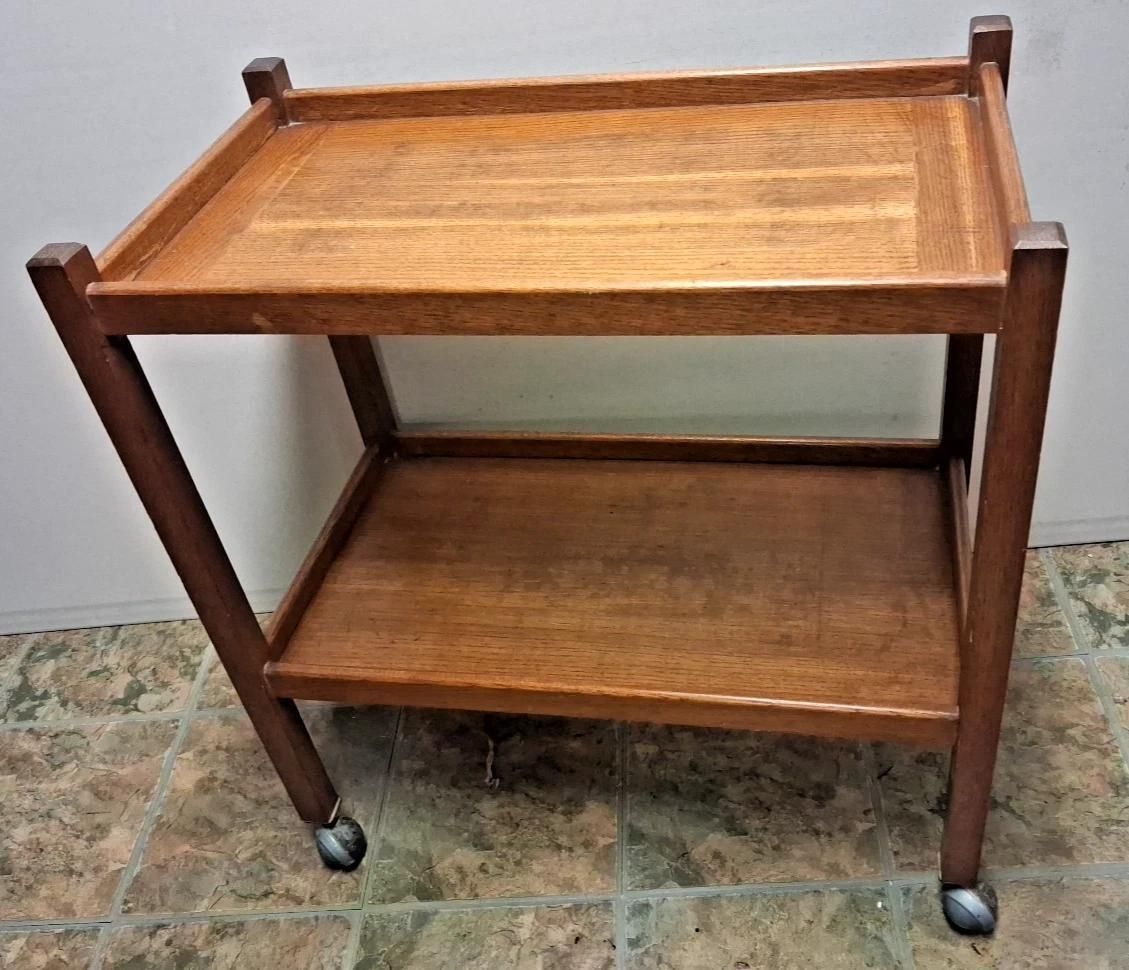 Vintage Teak Trolley Bar Drinks Cart On Casters 1960s