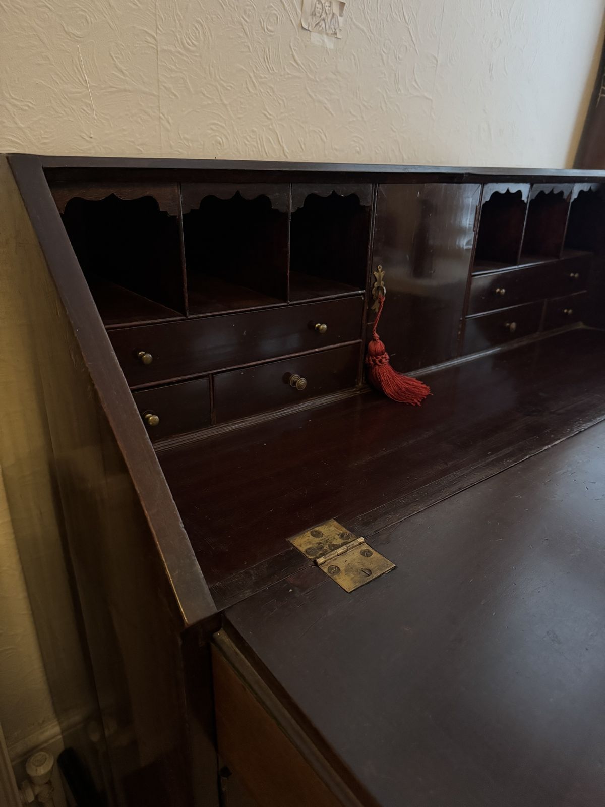 Beautiful Antique Wooden Bureau – Classic Drop Front Writing Desk photo for sale