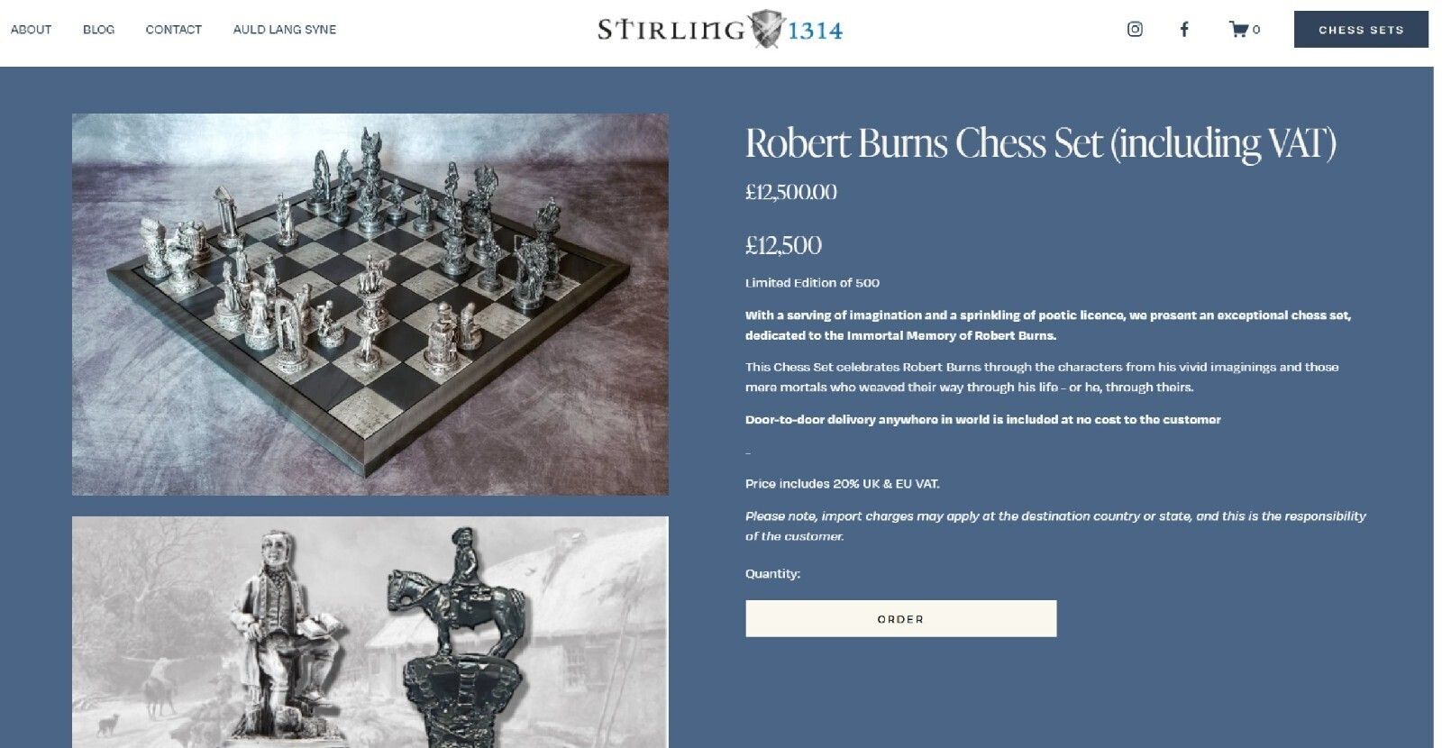 New In The Box Ltd Edition 18/500 Robert Burns Scottish Chess Set photo for sale