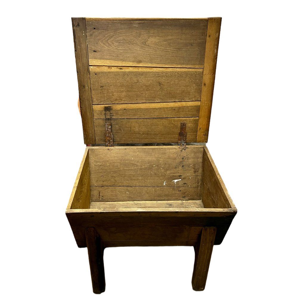 Antique French Elm Boulangerie Dough Chest, 1900s photo furniture