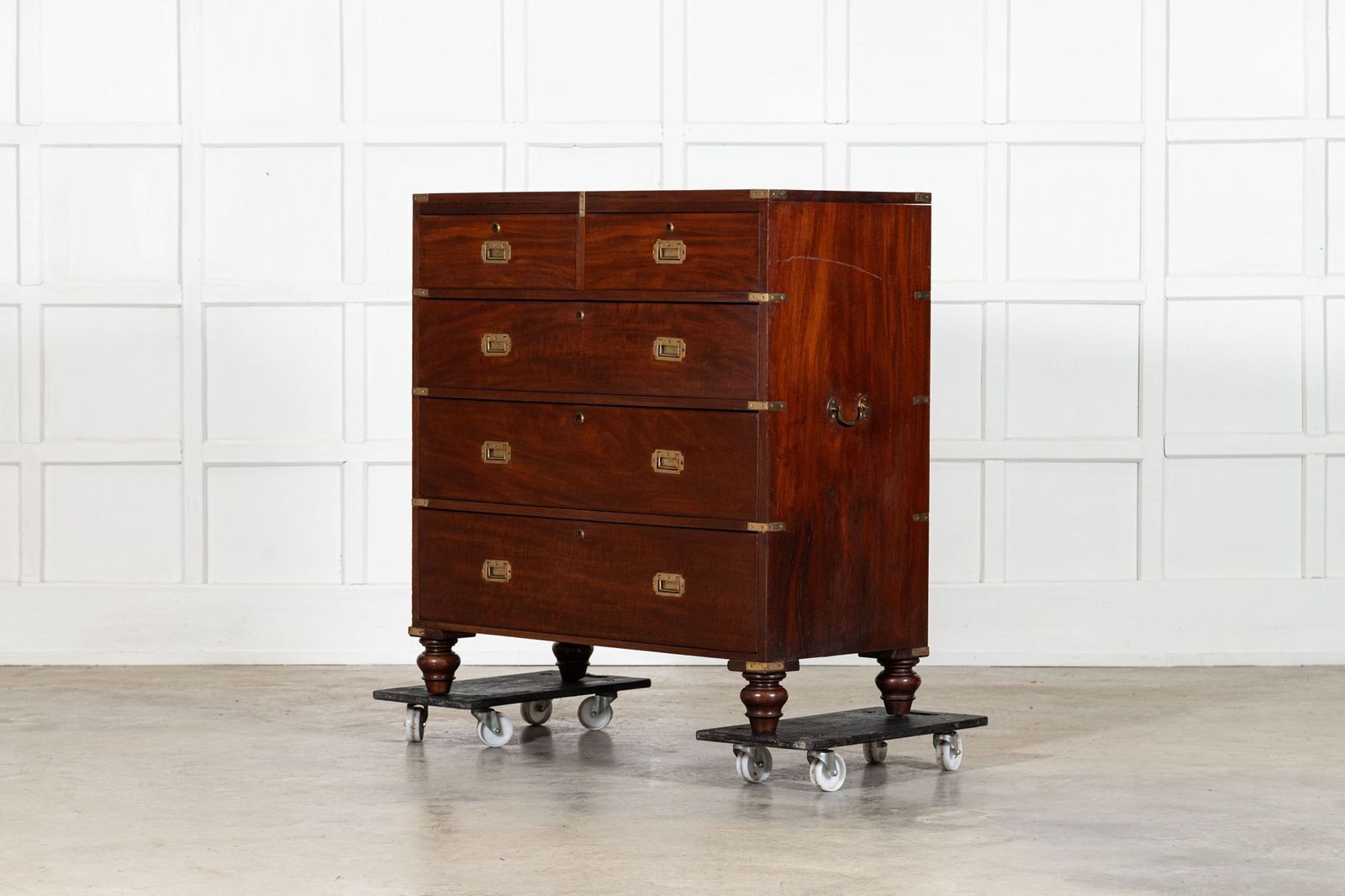 English 19thc Mahogany Campaign Chest Drawers photo Furniture