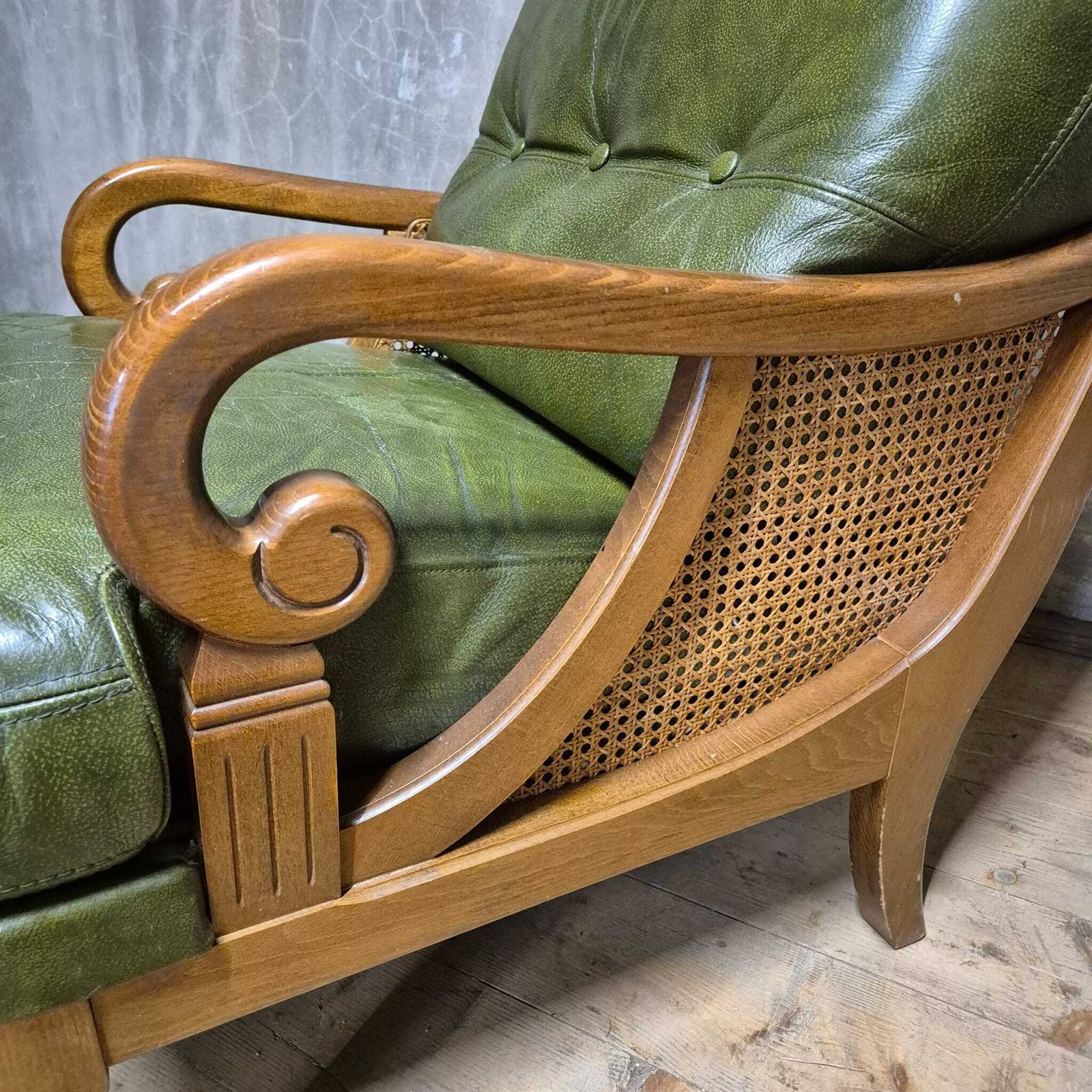 Mid Century Lounge Armchair, Cane Sides, 1960s photo vintage