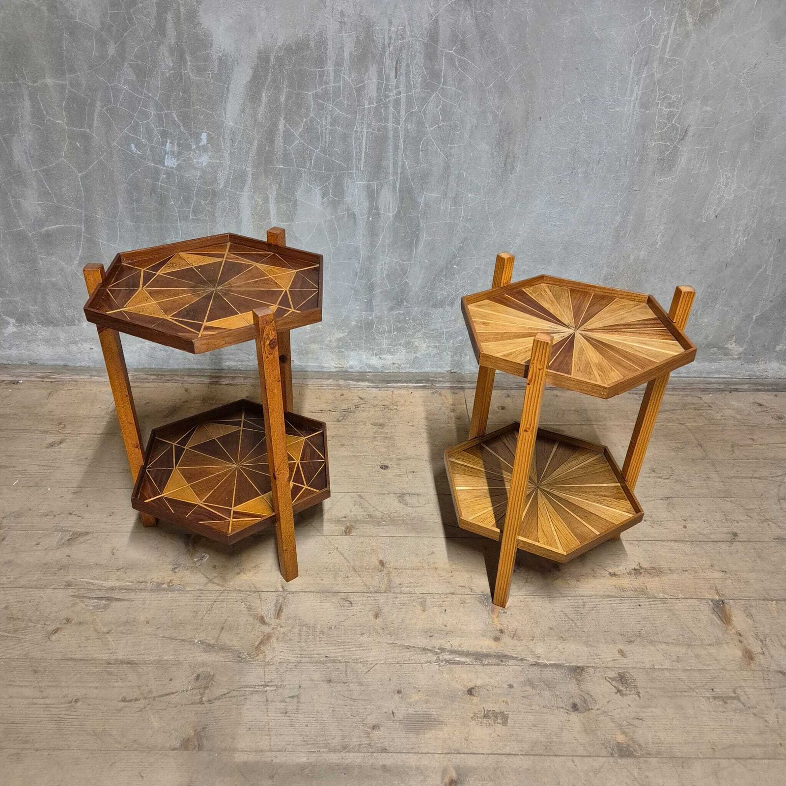 Mid Century Marquetry Two Tier Stand, Czechoslovakia, 1960s–1970s photo for sale