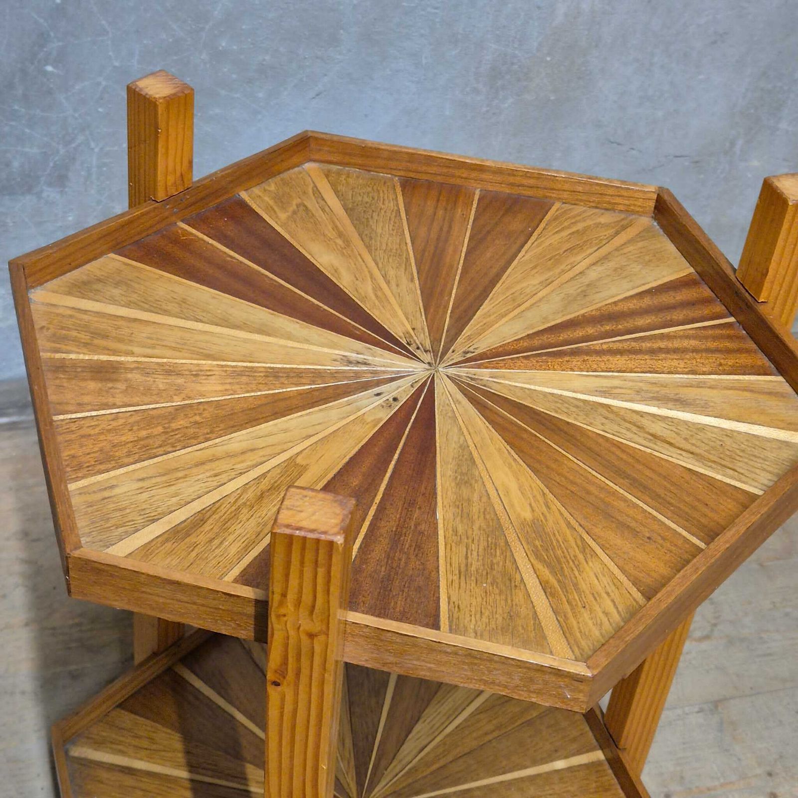 Mid Century Marquetry Two Tier Stand, Czechoslovakia, 1960s–1970s photo Furniture
