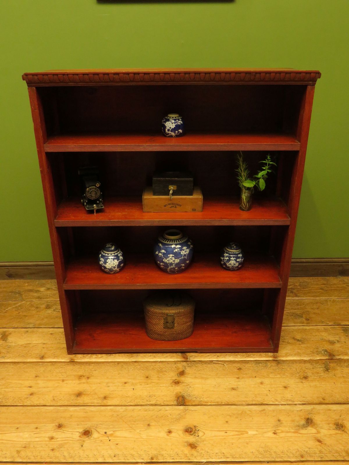 Rustic Red Pine Shelf Unit, 1900s photo vintage