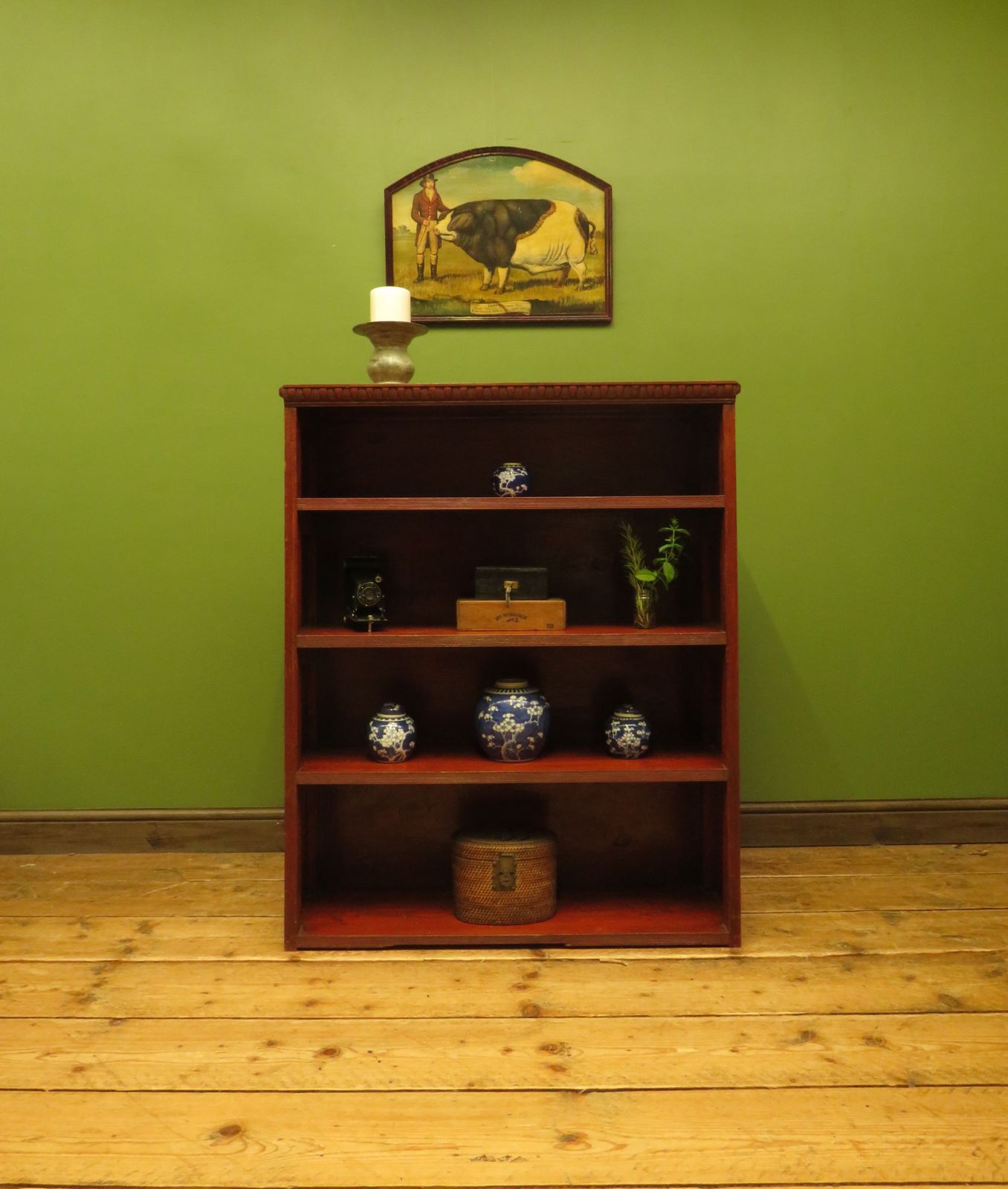 Rustic Red Pine Shelf Unit, 1900s