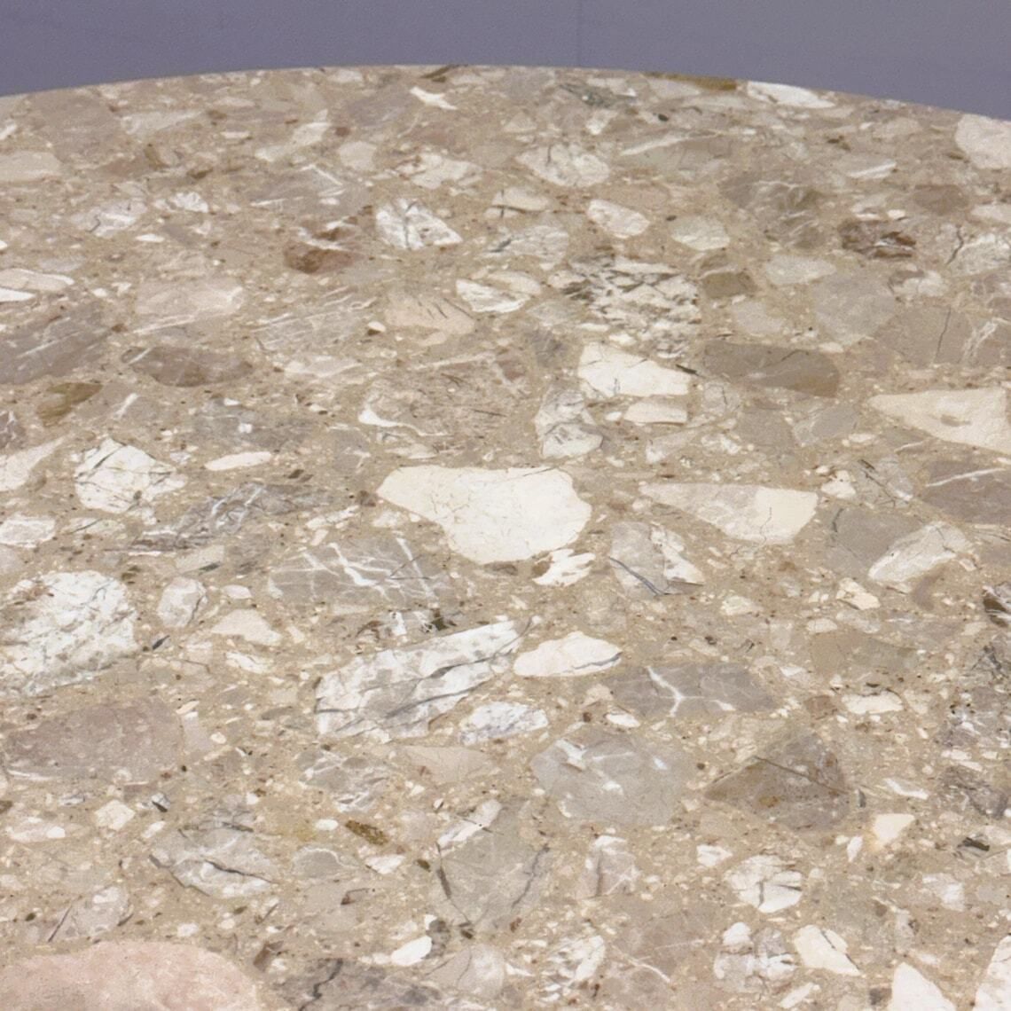 Round Breccia Marble Pedestal Table | 1980s Vintage Stone Dining Table | Postmodern Sculptural Design photo buy