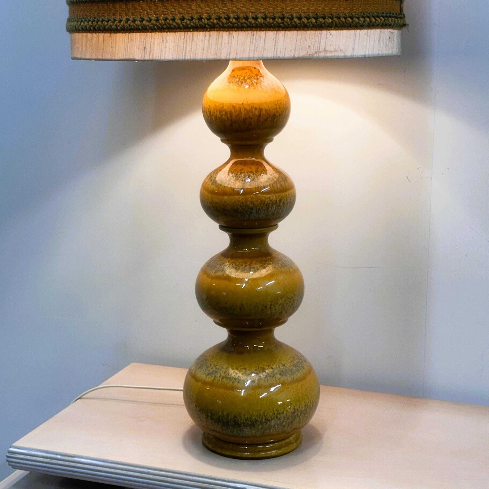 photo for sale Kaiser Leuchten 1970s Large Mustard Ceramic Lamp – German Vintage Sculptural Table Lamp