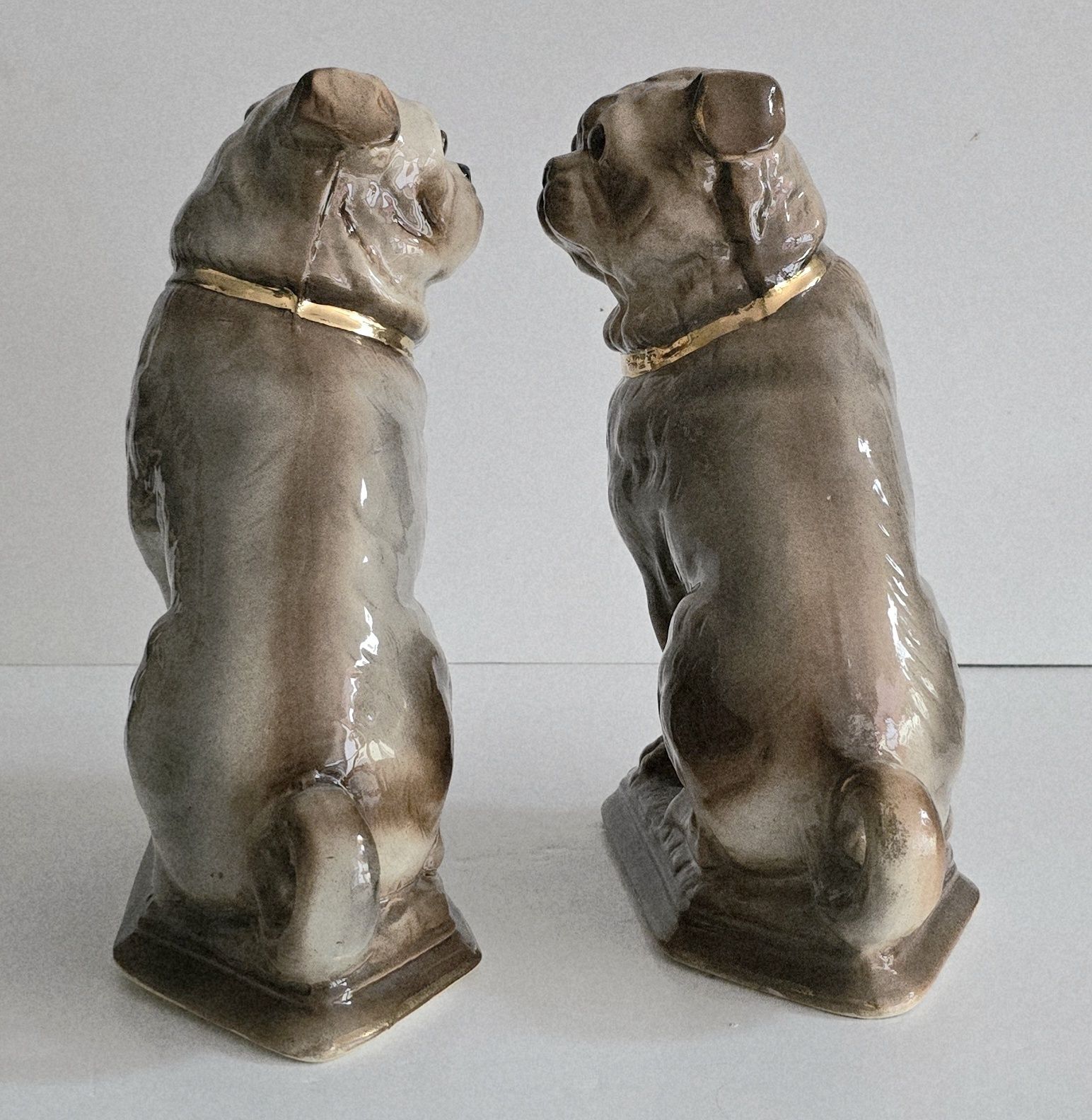 A Pair Of Antique Staffordshire Pottery Pugs, Wally Dogs. photo 495.0