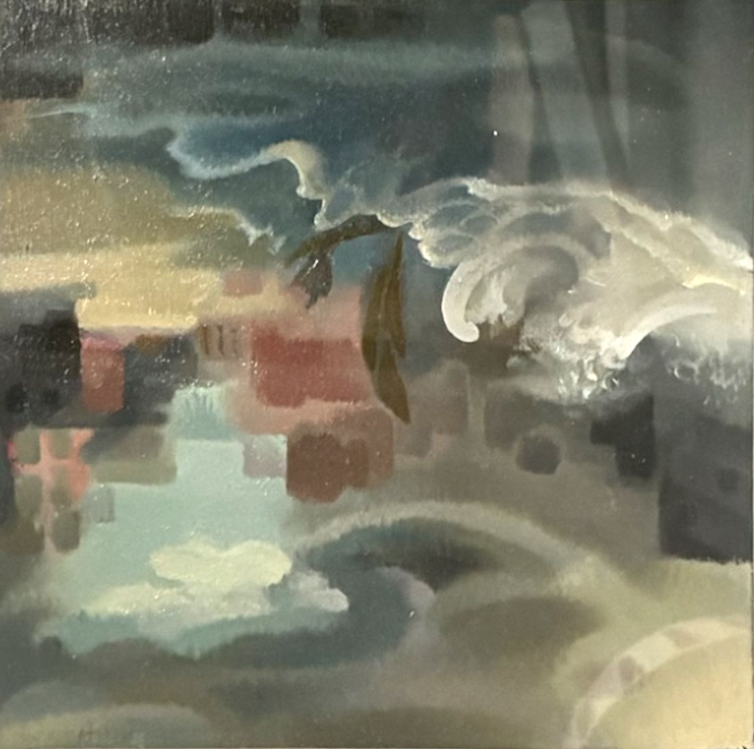 Julia Heseltine (1933–2023), “Port In A Storm” – Signed Oil Painting photo furniture