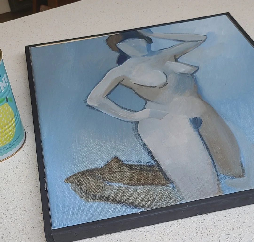 Original Vintage Swedish Mid Century Portrait  Blue Nude photo 240.0