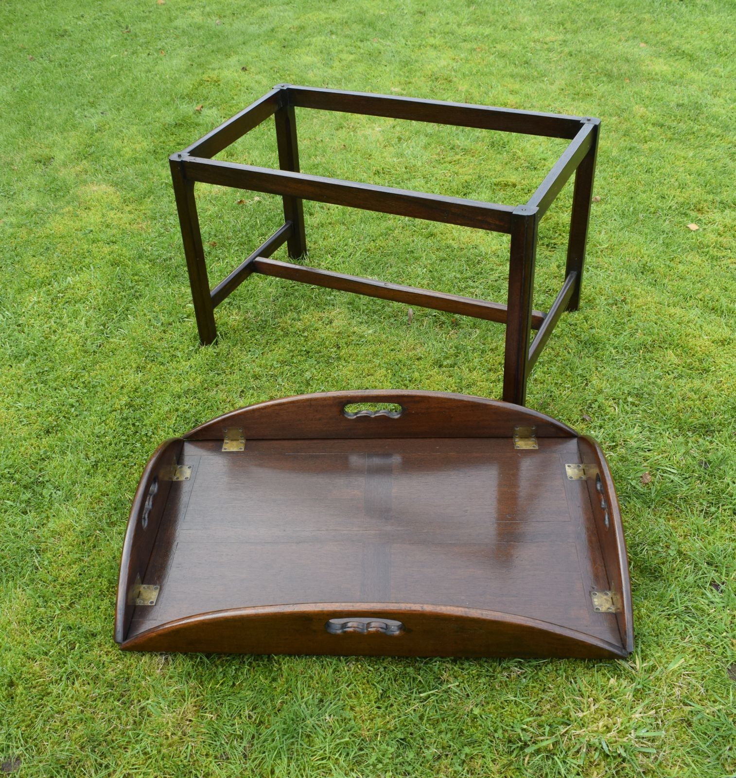photo vintage Early 20th Century Mahogany Butlers Tray On Stand
