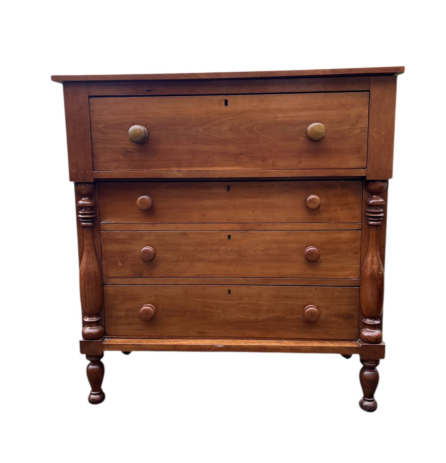 Antique 19th C Cherrywood Empire Chest Of Drawers photo Furniture