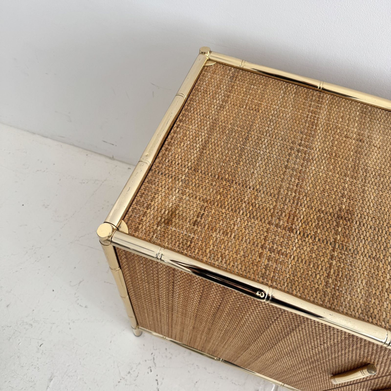1980s Italian Faux Bamboo And Rattan Vivai Del Sud Cabinet photo for sale