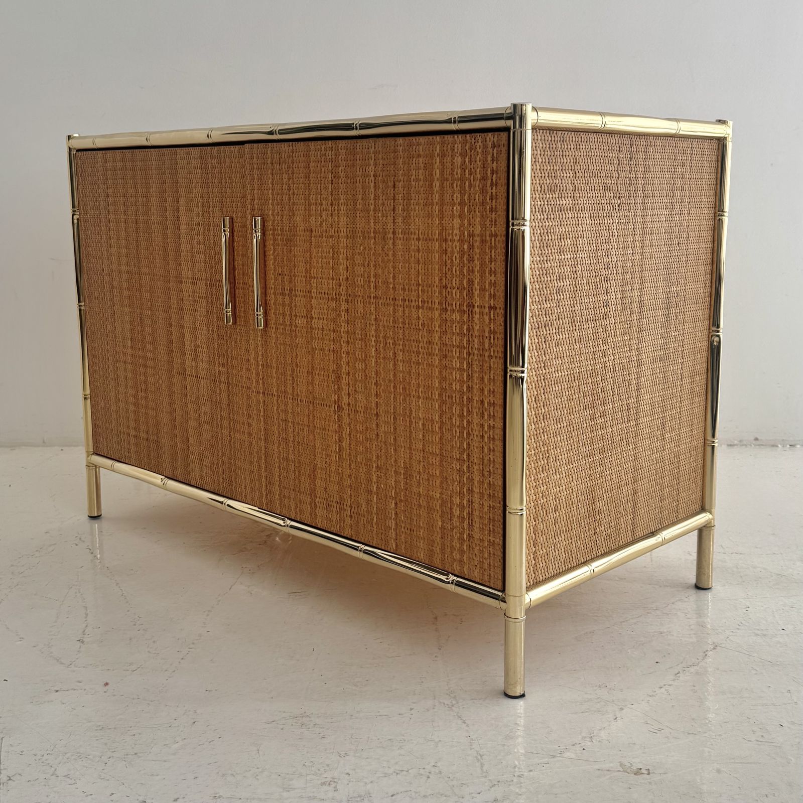 photo for sale 1980s Italian Faux Bamboo And Rattan Vivai Del Sud Cabinet