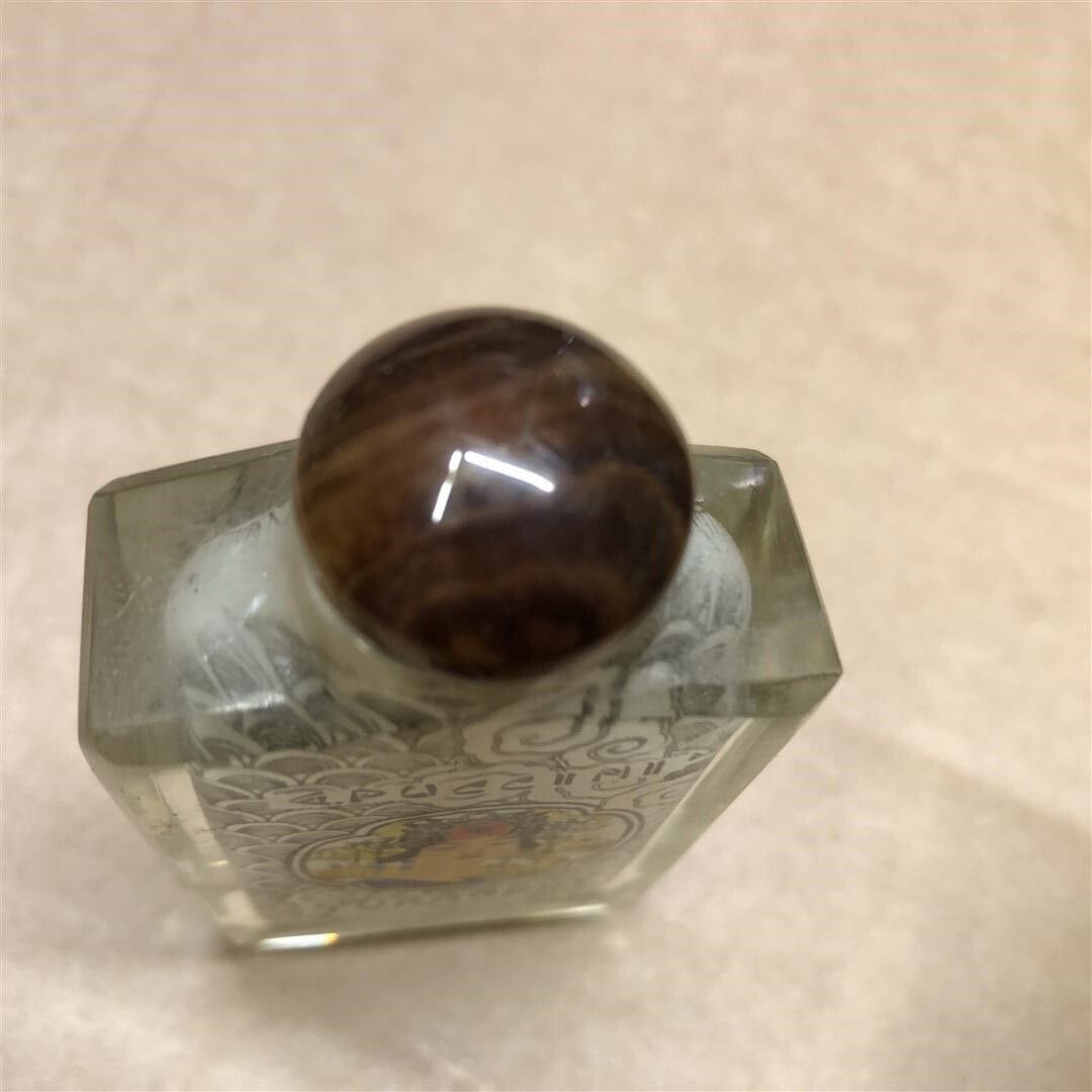 Small Vintage Chinese Reverse Painted Glass Snuff Bottle For Metropolitan Opera House In Box photo vinterior