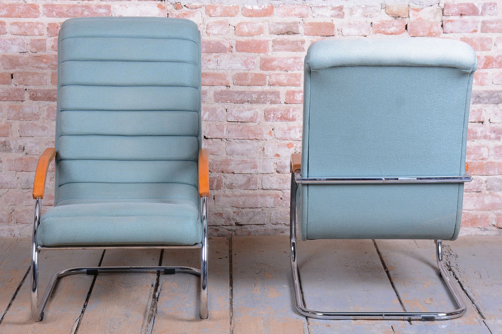 Pair Of Restored Bauhaus Armchairs, By R.Slezak, Model K32, Chrome, Czech, 1930s photo Furniture