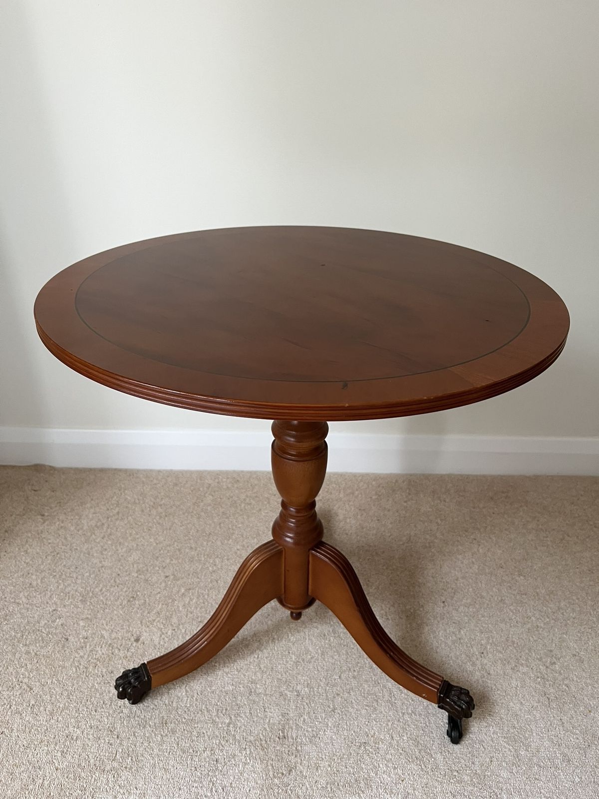 Pair Of Solid Yew Lexterten Occasional Tables – Matching 51 Cm Diameter Pieces photo furniture