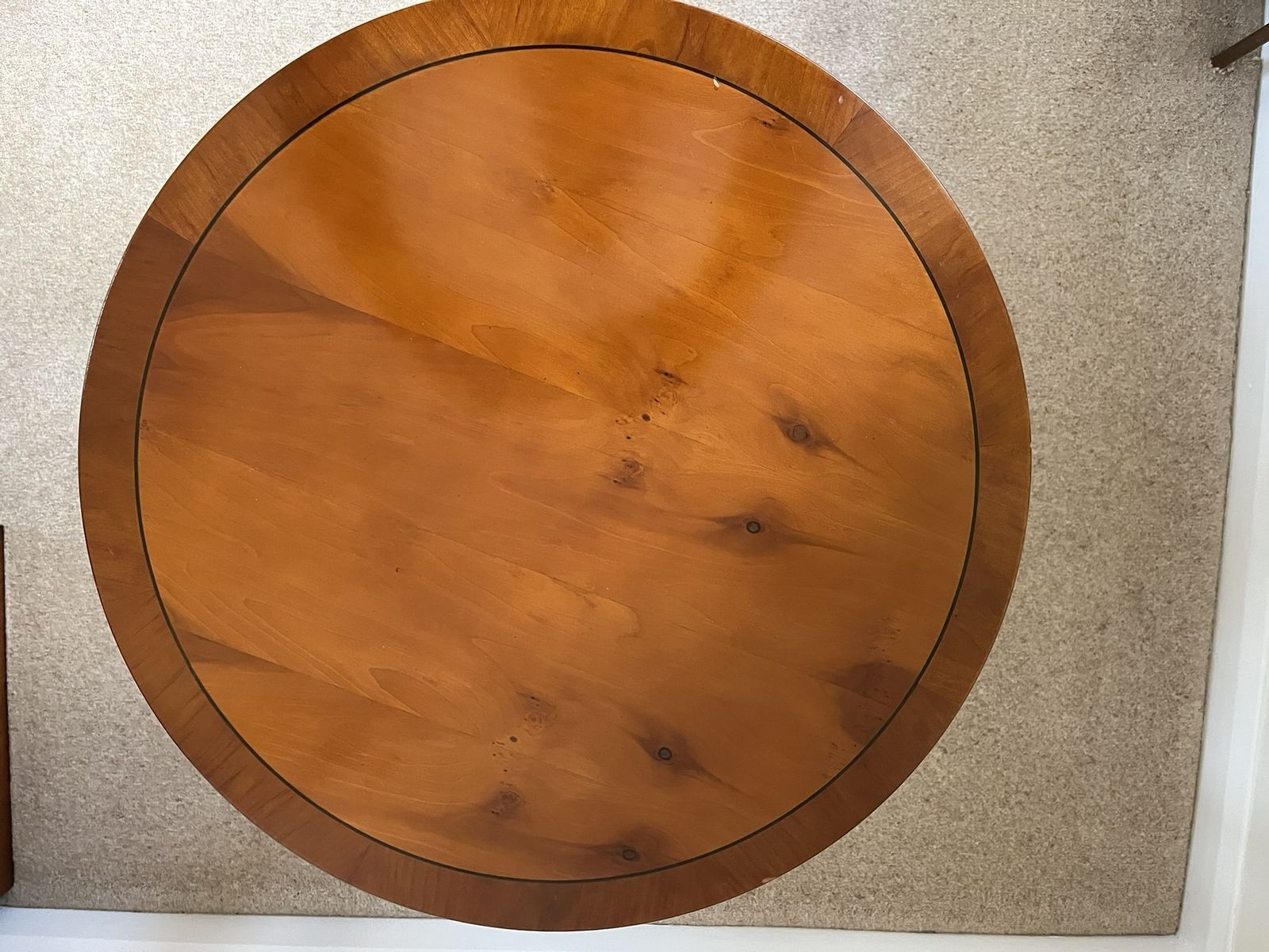Pair Of Solid Yew Lexterten Occasional Tables – Matching 51 Cm Diameter Pieces photo Furniture
