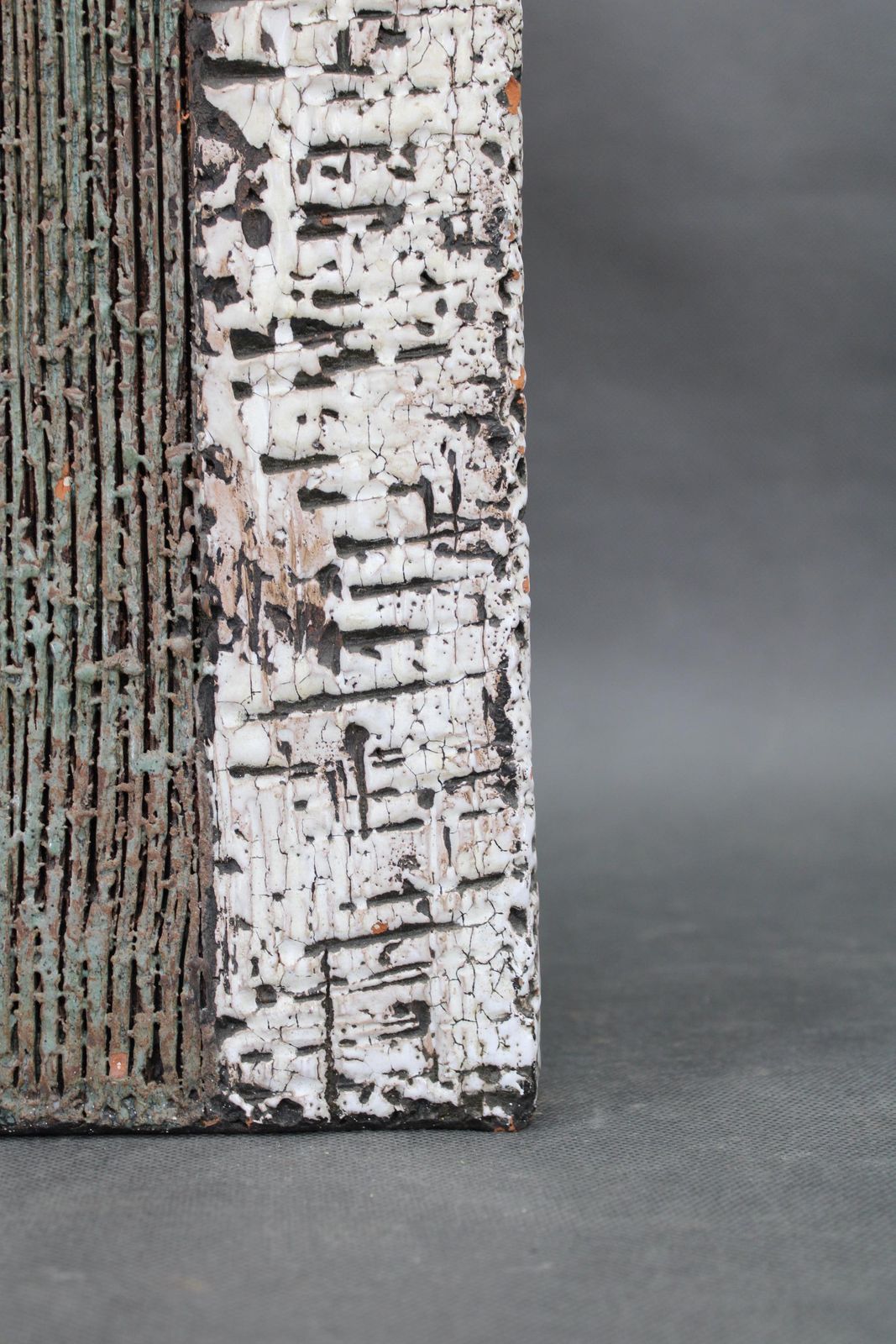 1970s European Brutalist Ceramic Vase – Tall Textured Mid Century Modern Form photo vintage