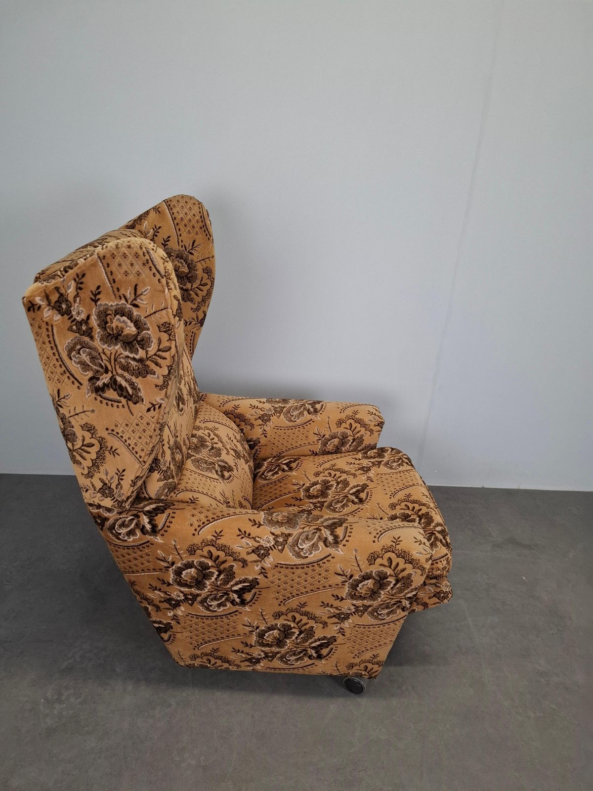 Furniture Mid Century Czechoslovak Plush Wingback Recliner Chair, 1970s photo