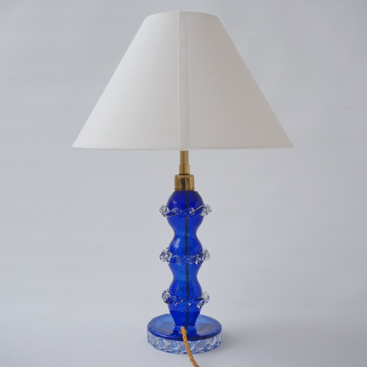 Antique Murano Glass Table Lamp, Handblown In Cobalt Blue Crystal, Barovier & Toso, 1920`s Ca, Italian   Rewired photo buy