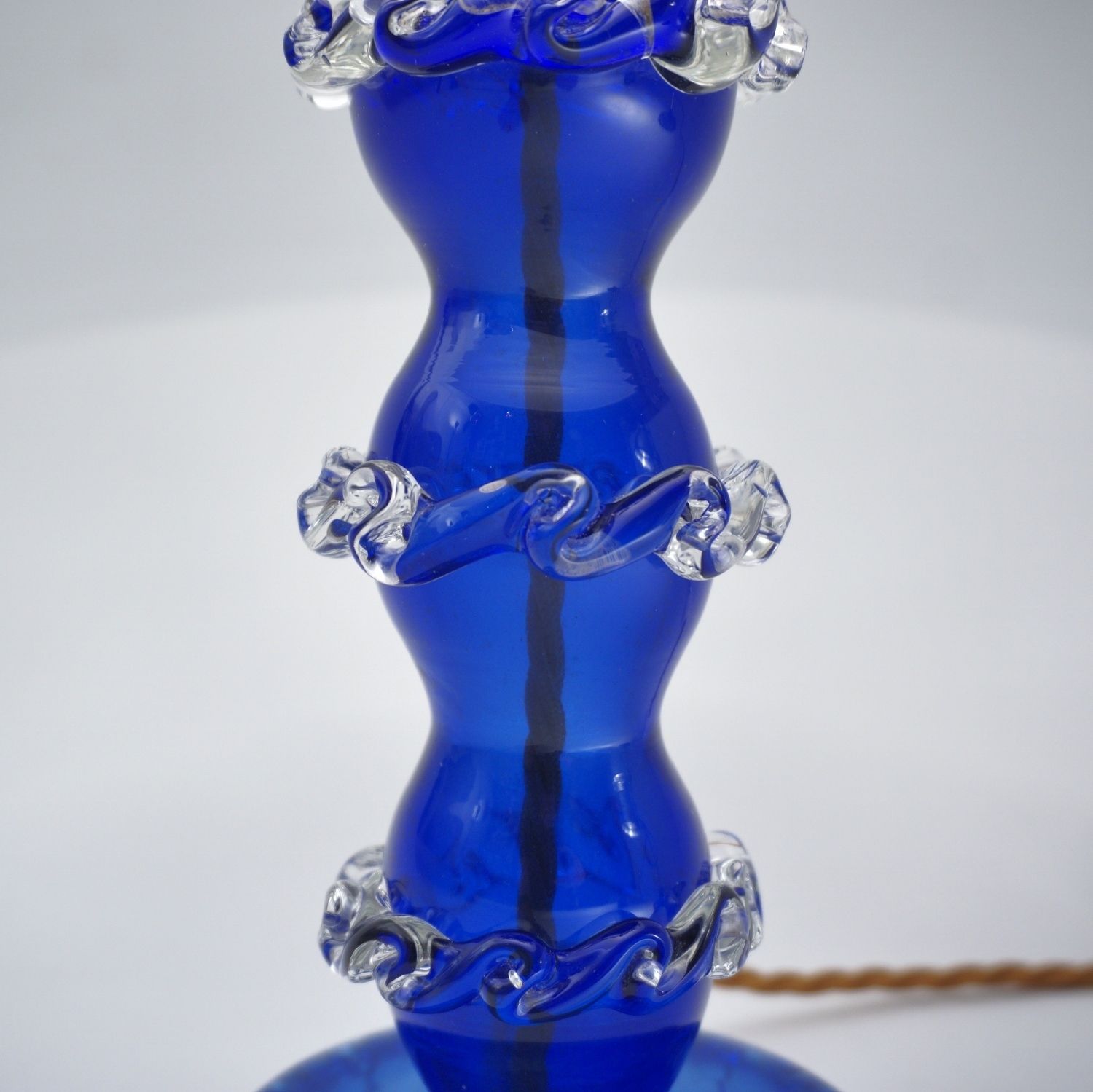 photo vinterior Antique Murano Glass Table Lamp, Handblown In Cobalt Blue Crystal, Barovier & Toso, 1920`s Ca, Italian   Rewired